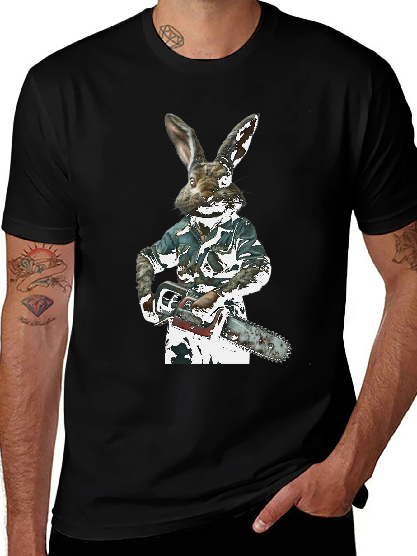 Rabbit Chainsaw Graphic T-Shirt