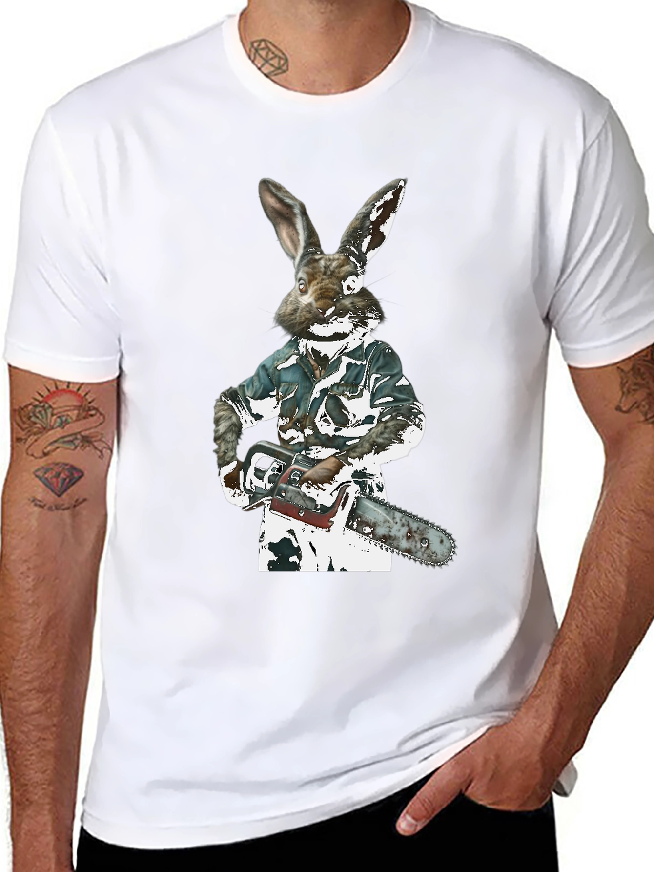 Rabbit Chainsaw Graphic T-Shirt