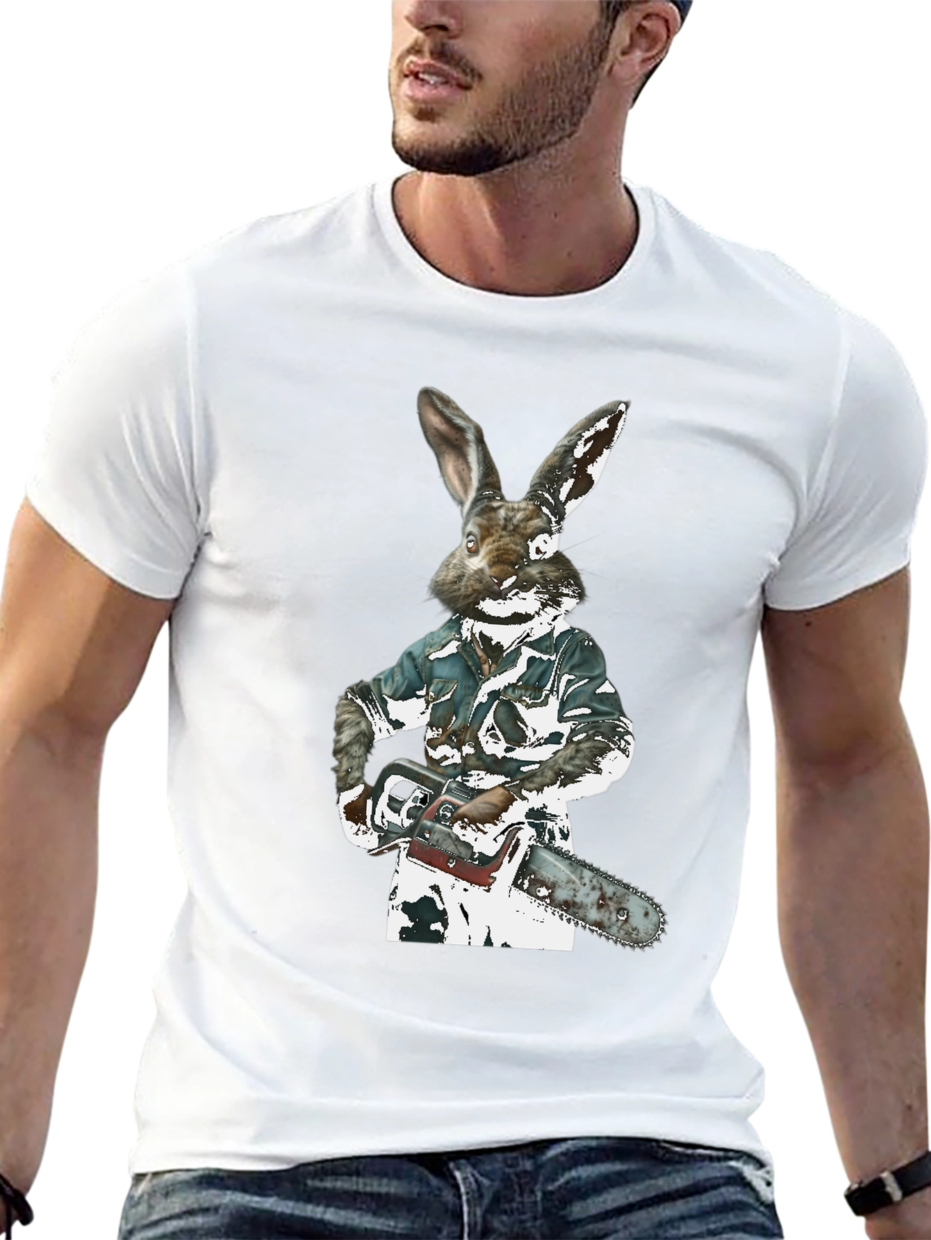 Rabbit Chainsaw Graphic T-Shirt