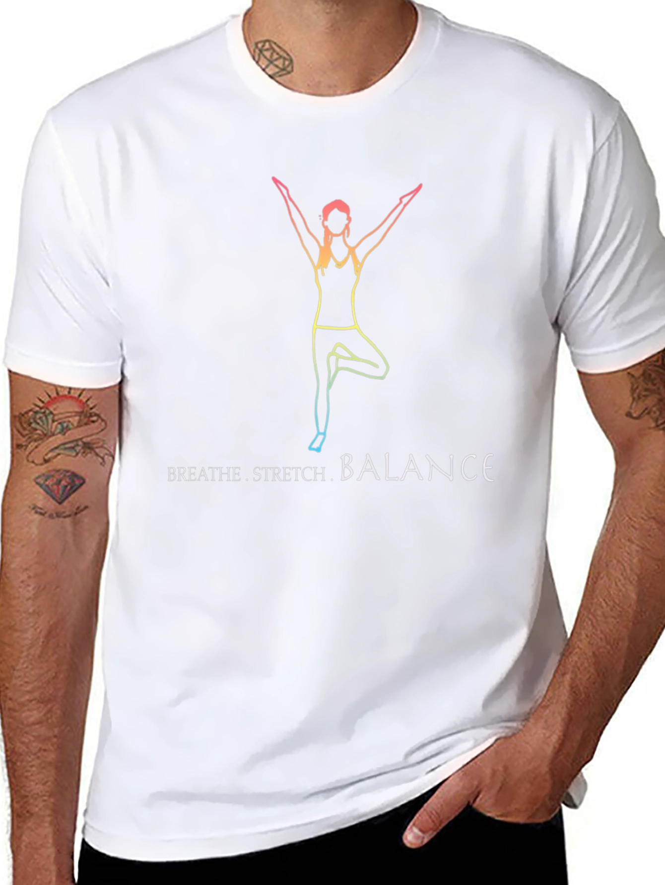 Yoga Inspired Graphic Tee - Breathe Stretch Balance