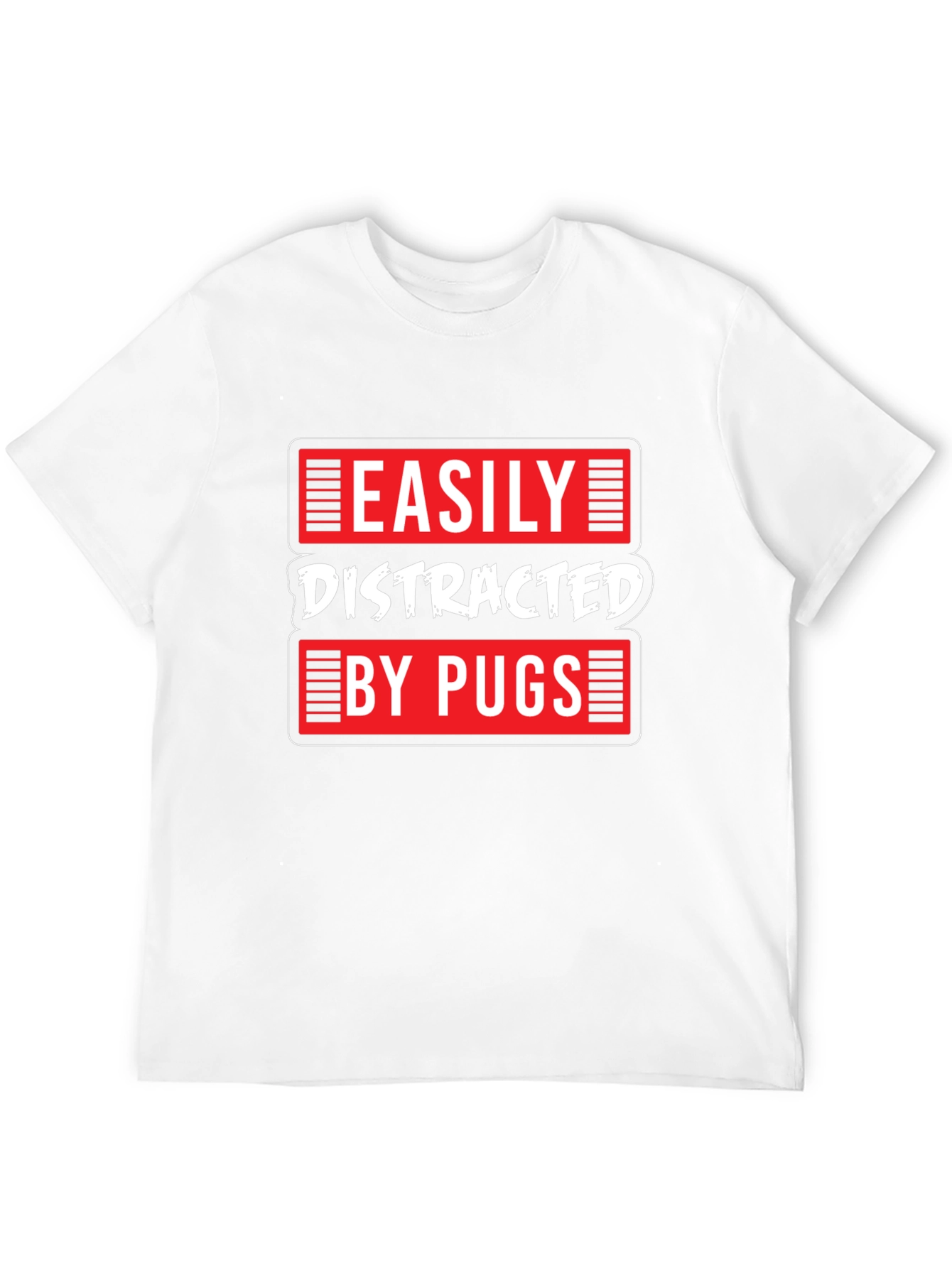 Easily Distracted by Pugs Black T-Shirt