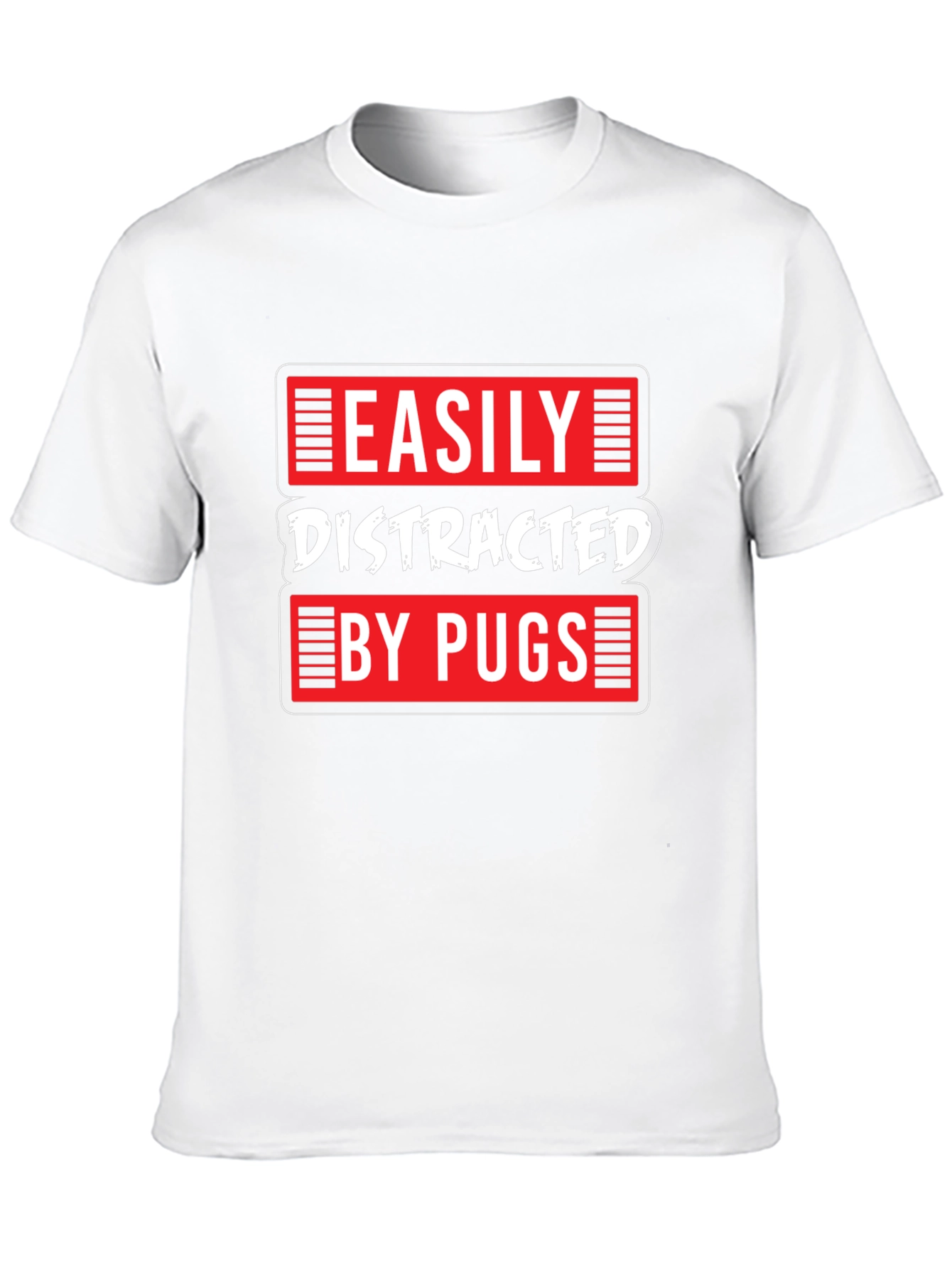 Easily Distracted by Pugs Black T-Shirt