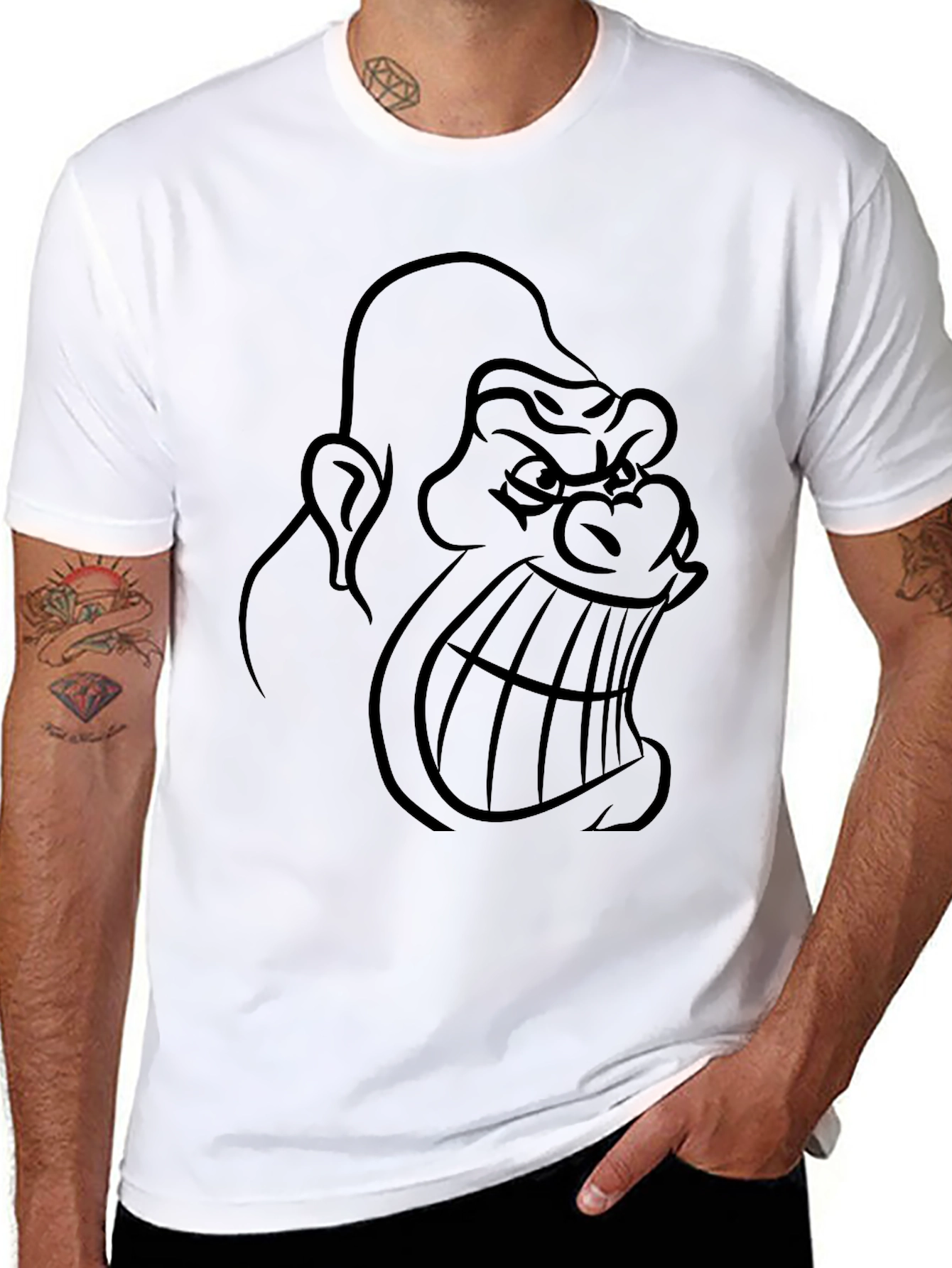 Mens Black Gorilla Graphic T-Shirt