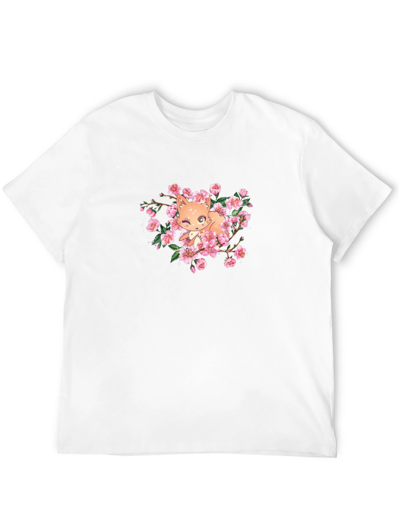 Fox and Cherry Blossom Graphic Tee