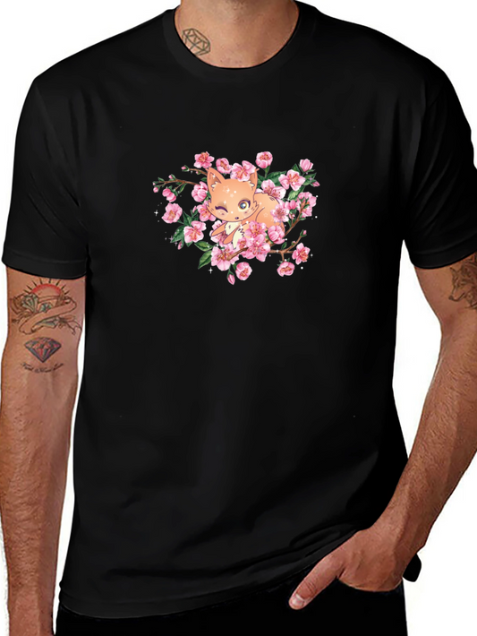 Fox and Cherry Blossom Graphic Tee
