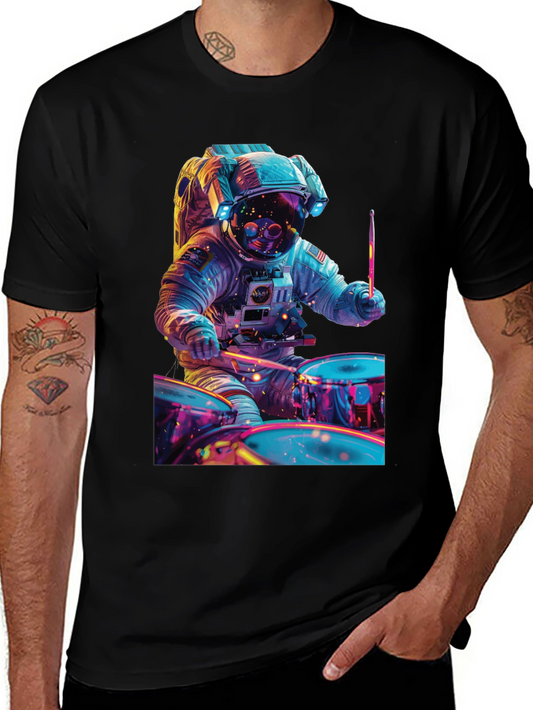Astronaut Drummer T-Shirt - Space Beats Tee