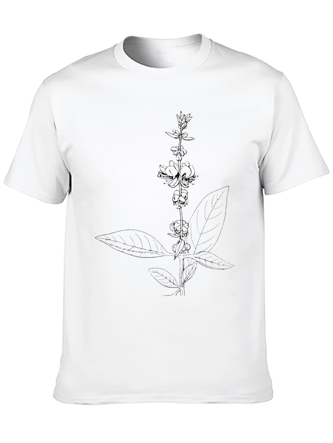 Botanical Line Art Black T-Shirt