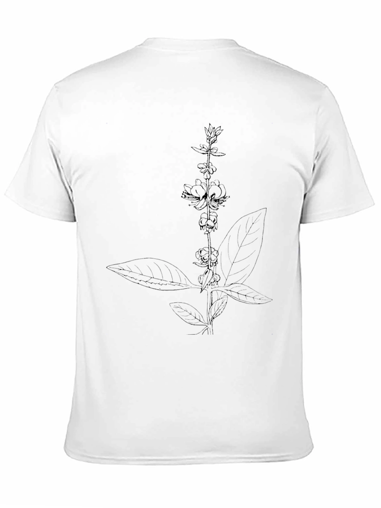 Botanical Line Art Black T-Shirt