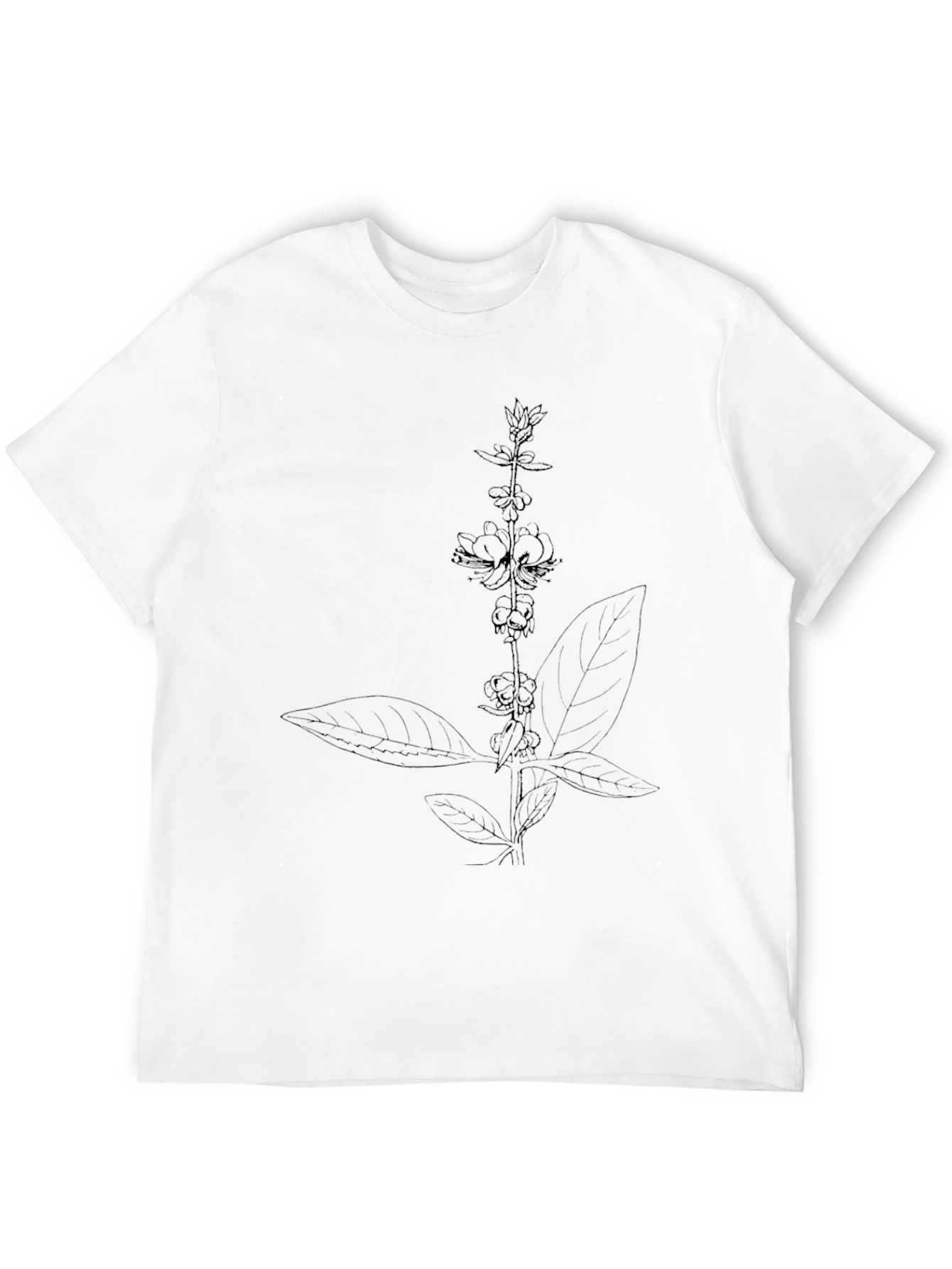 Botanical Line Art Black T-Shirt