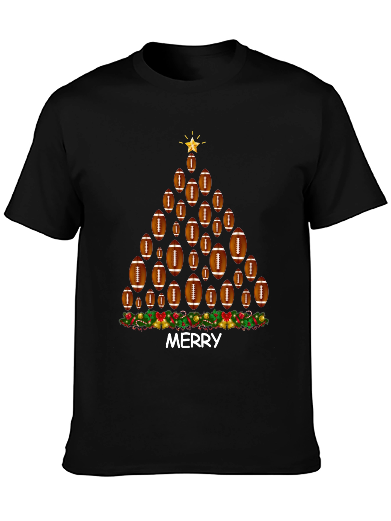 Football Christmas Tree T-Shirt - Merry Holiday Tee