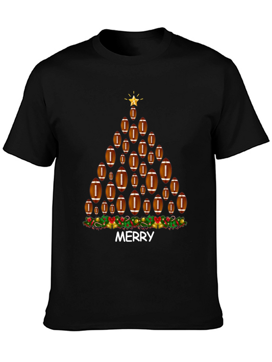 Football Christmas Tree T-Shirt - Merry Holiday Tee