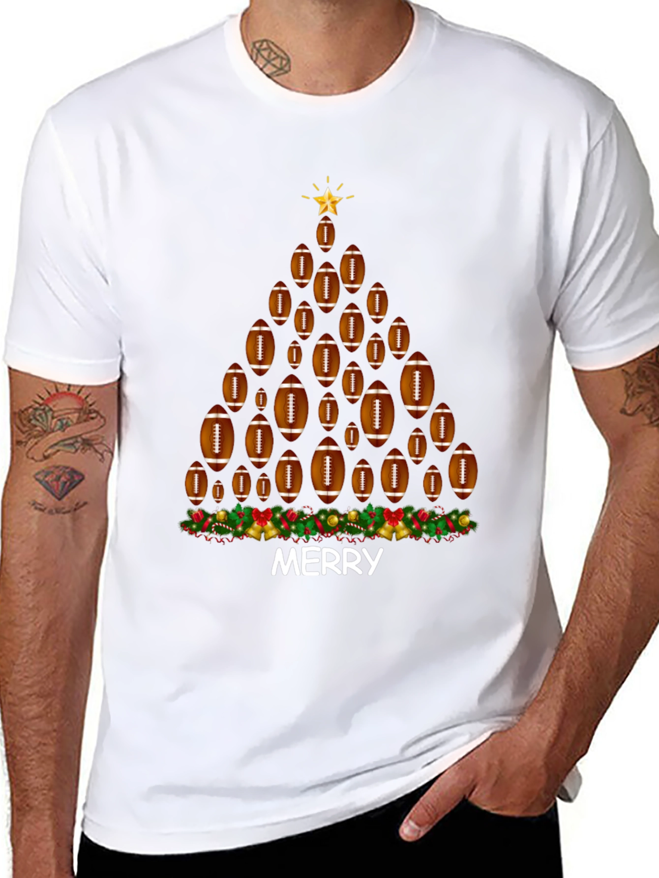 Football Christmas Tree T-Shirt - Merry Holiday Tee