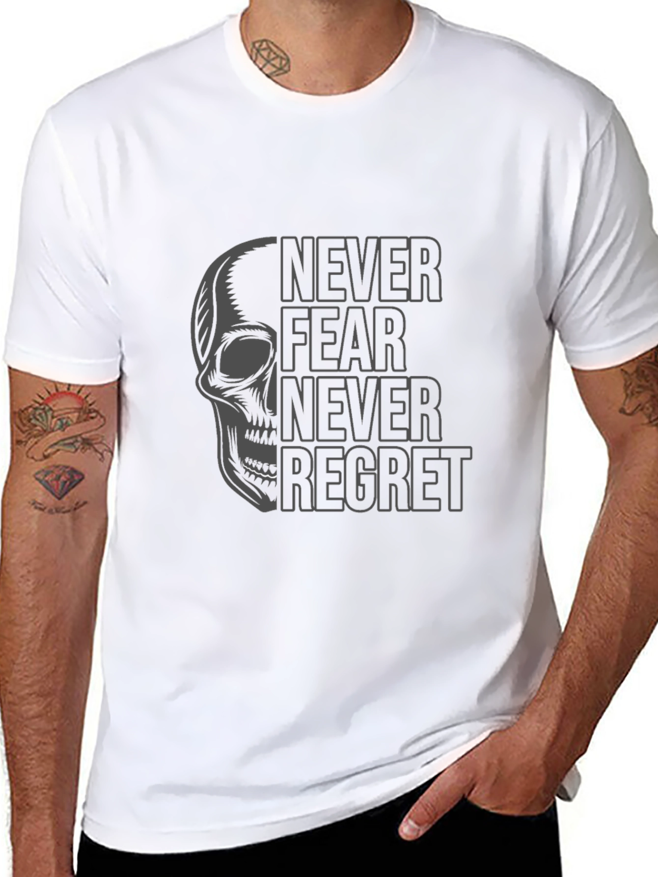 Skull Graphic T-Shirt - Never Fear Never Regret