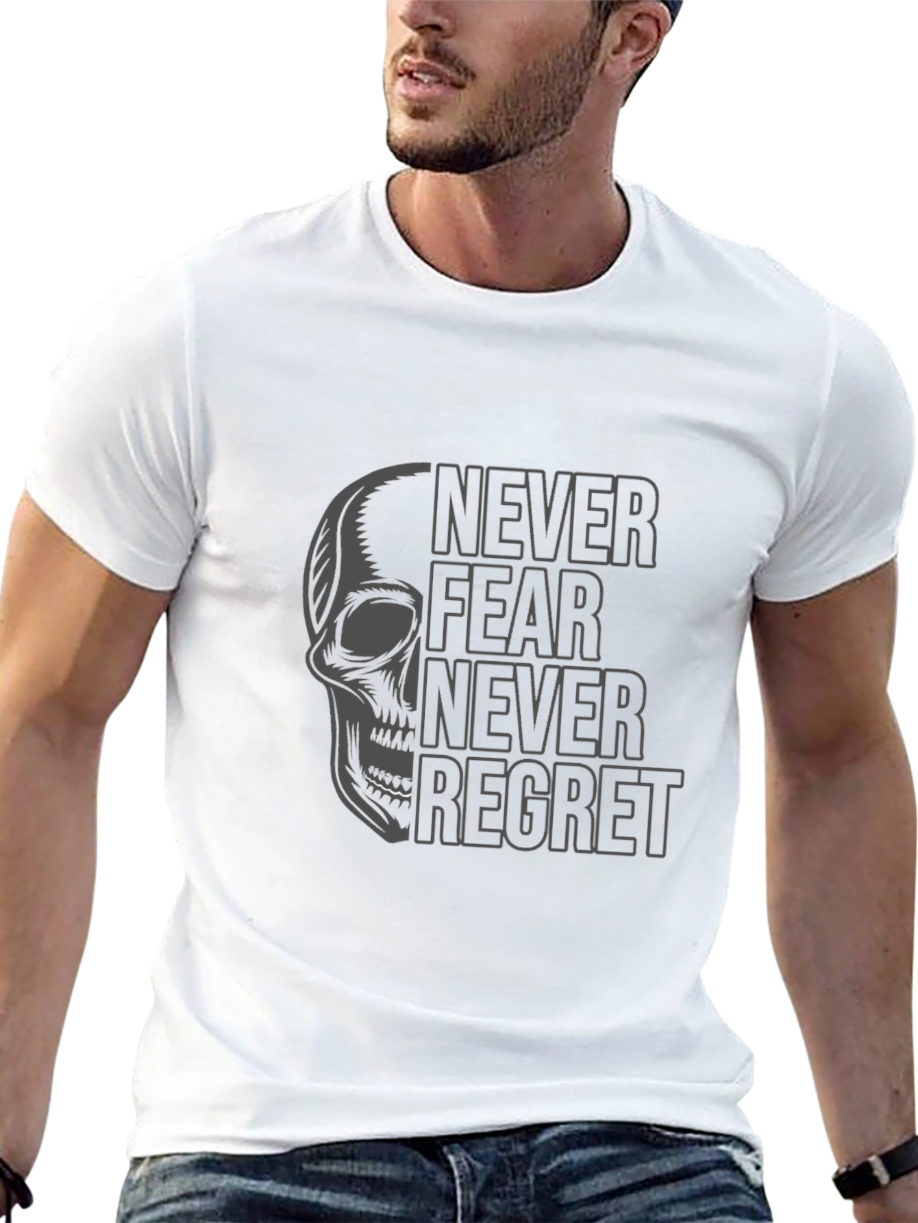 Skull Graphic T-Shirt - Never Fear Never Regret