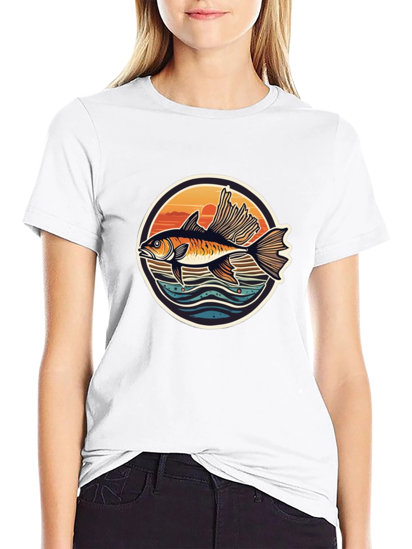 Fishing Sunset Graphic T-Shirt