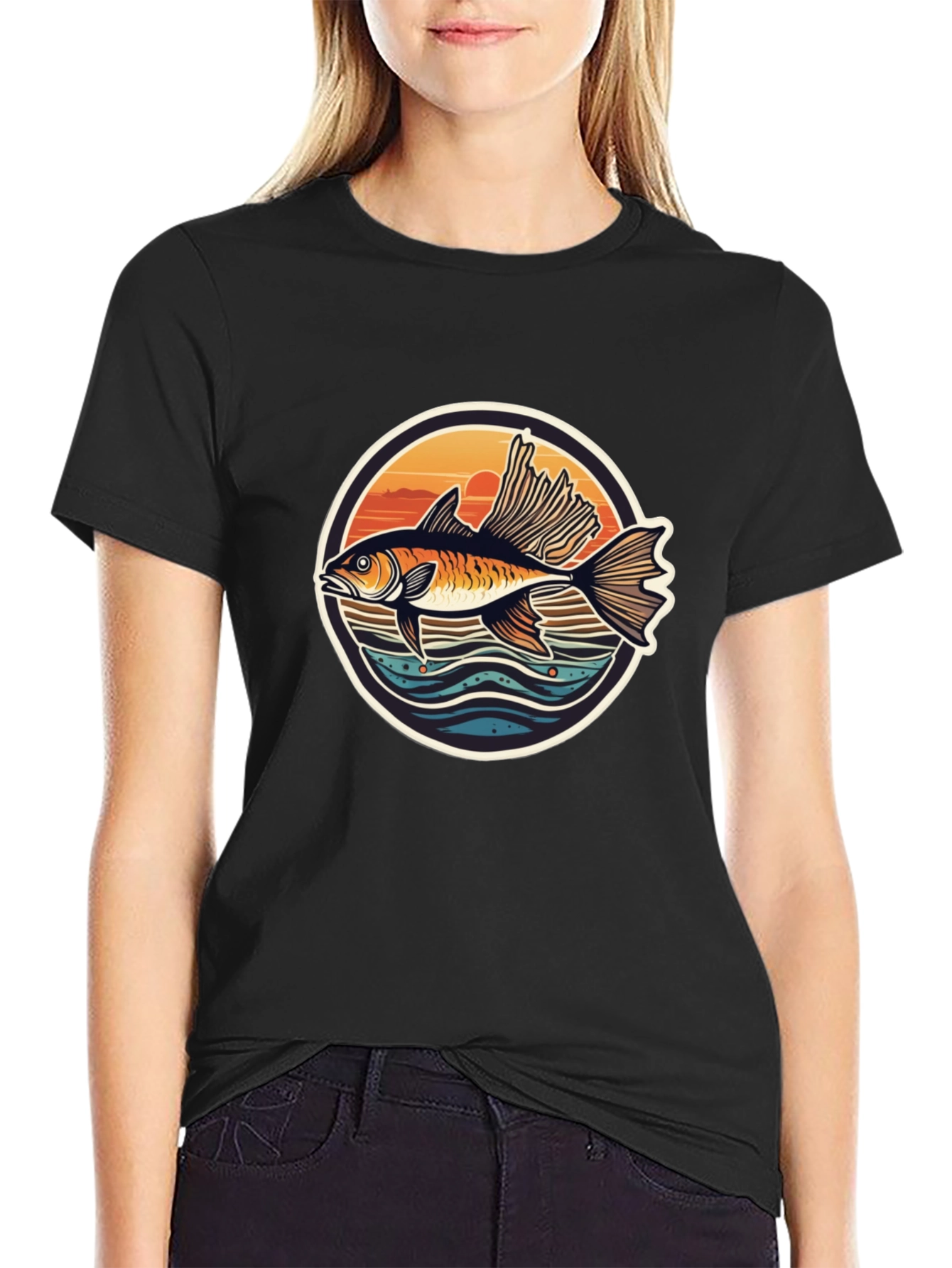 Fishing Sunset Graphic T-Shirt