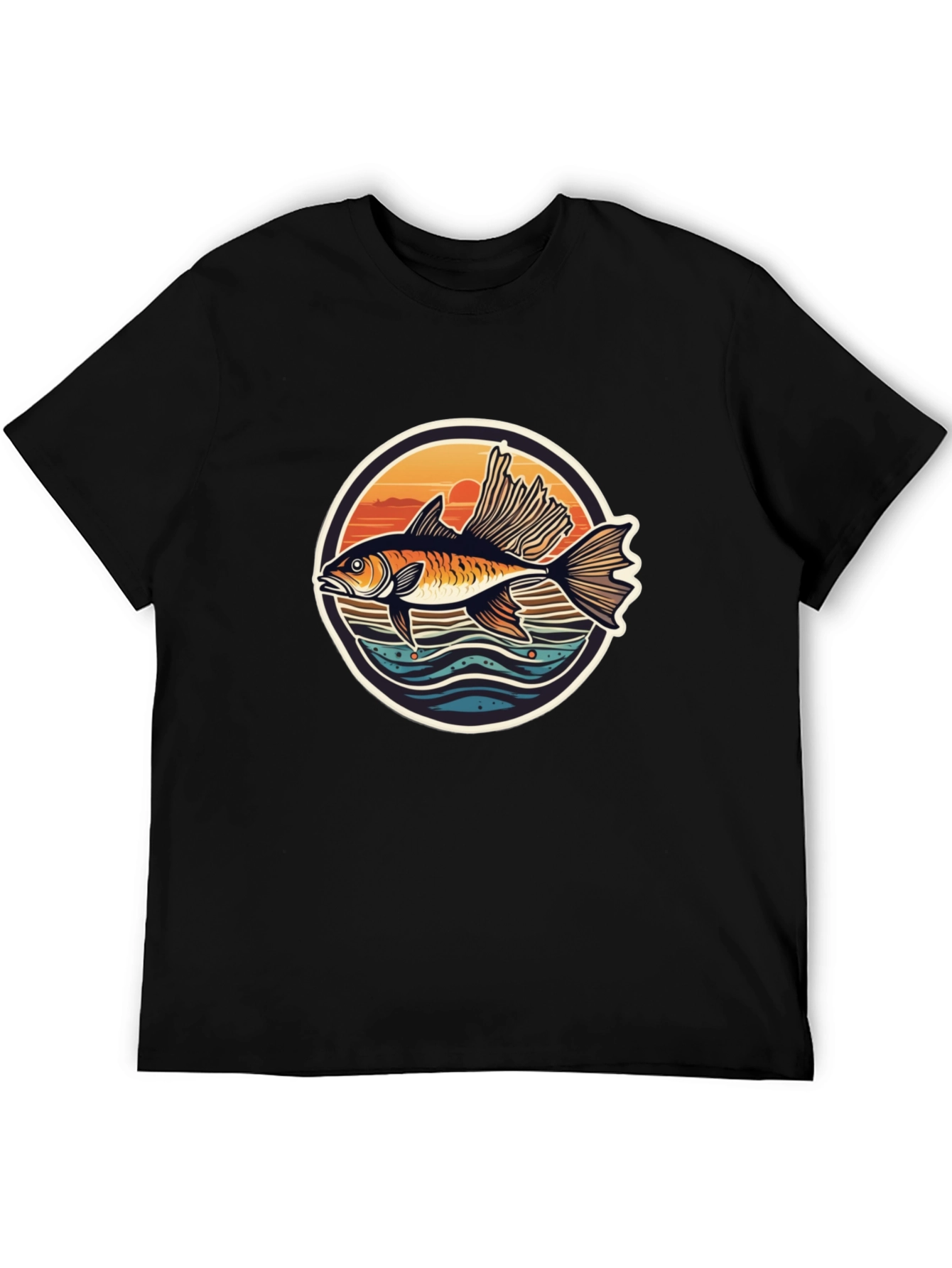 Fishing Sunset Graphic T-Shirt