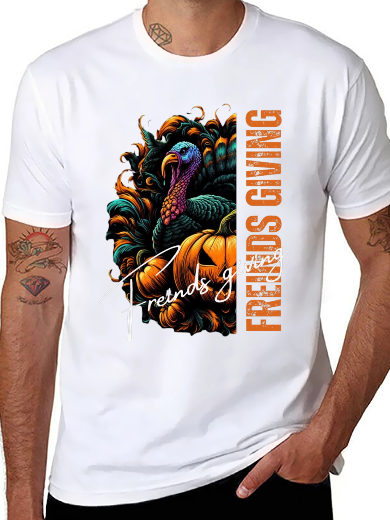 Friendsgiving Turkey Pumpkin Graphic Tee