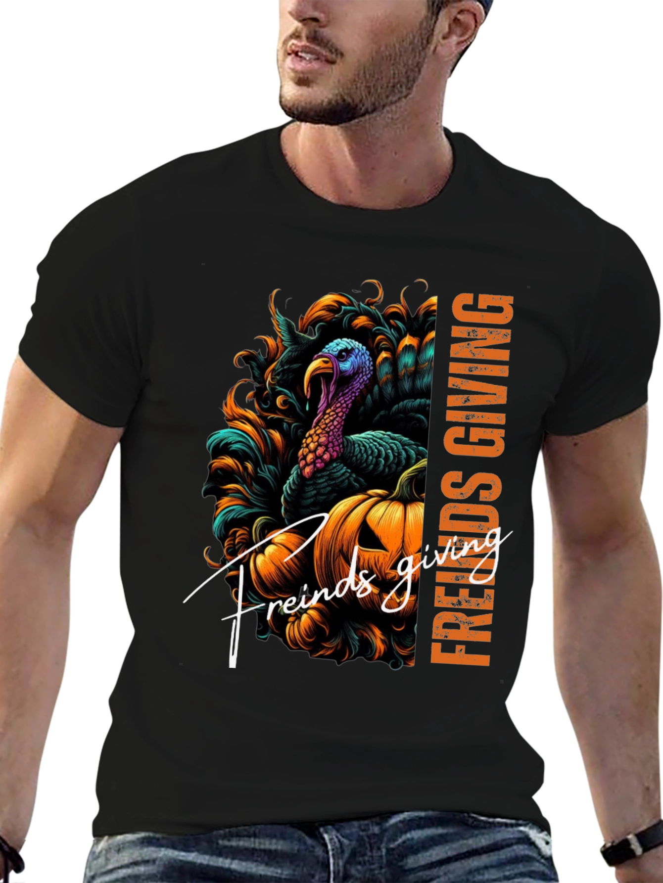 Friendsgiving Turkey Pumpkin Graphic Tee