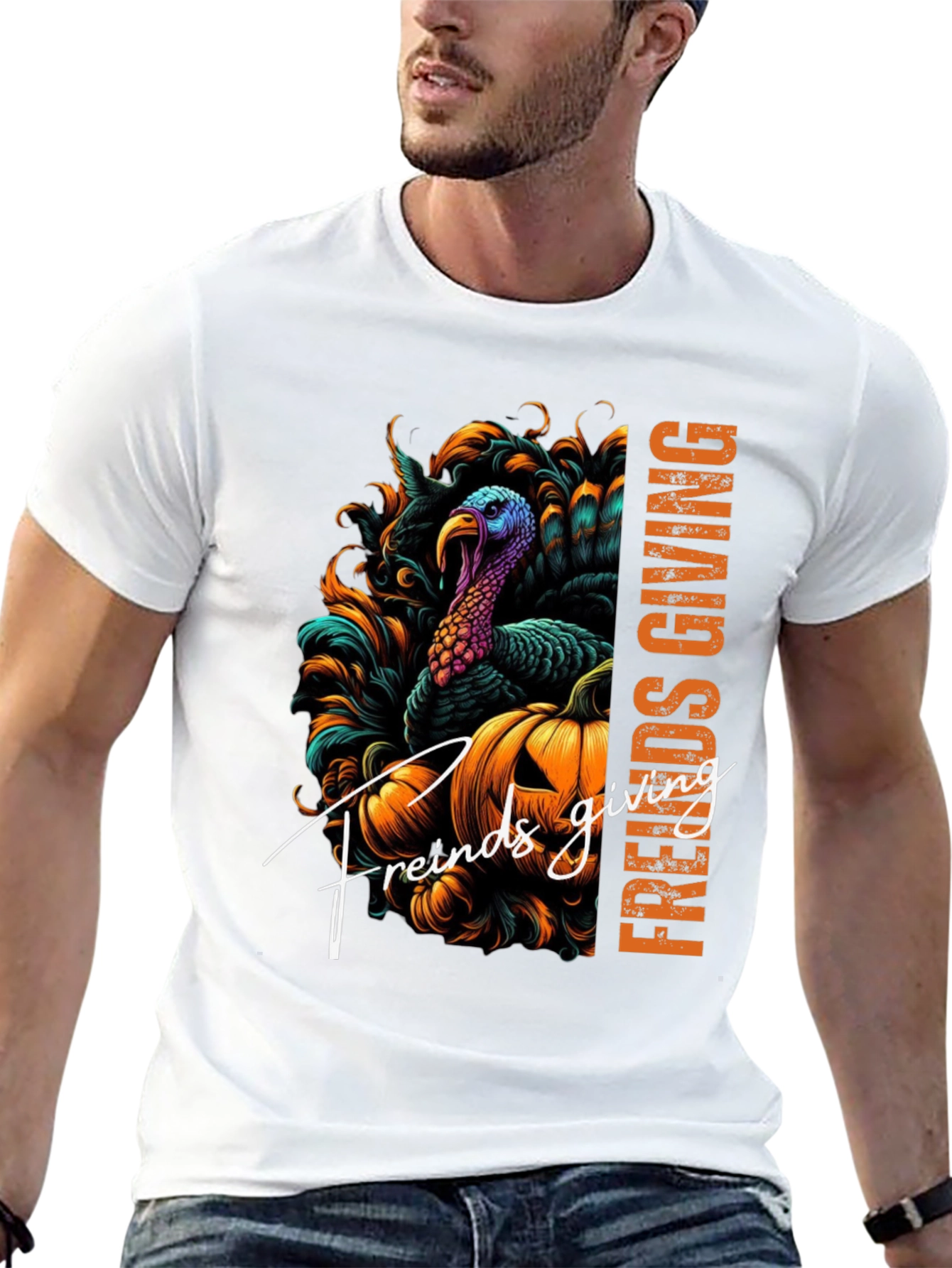 Friendsgiving Turkey Pumpkin Graphic Tee