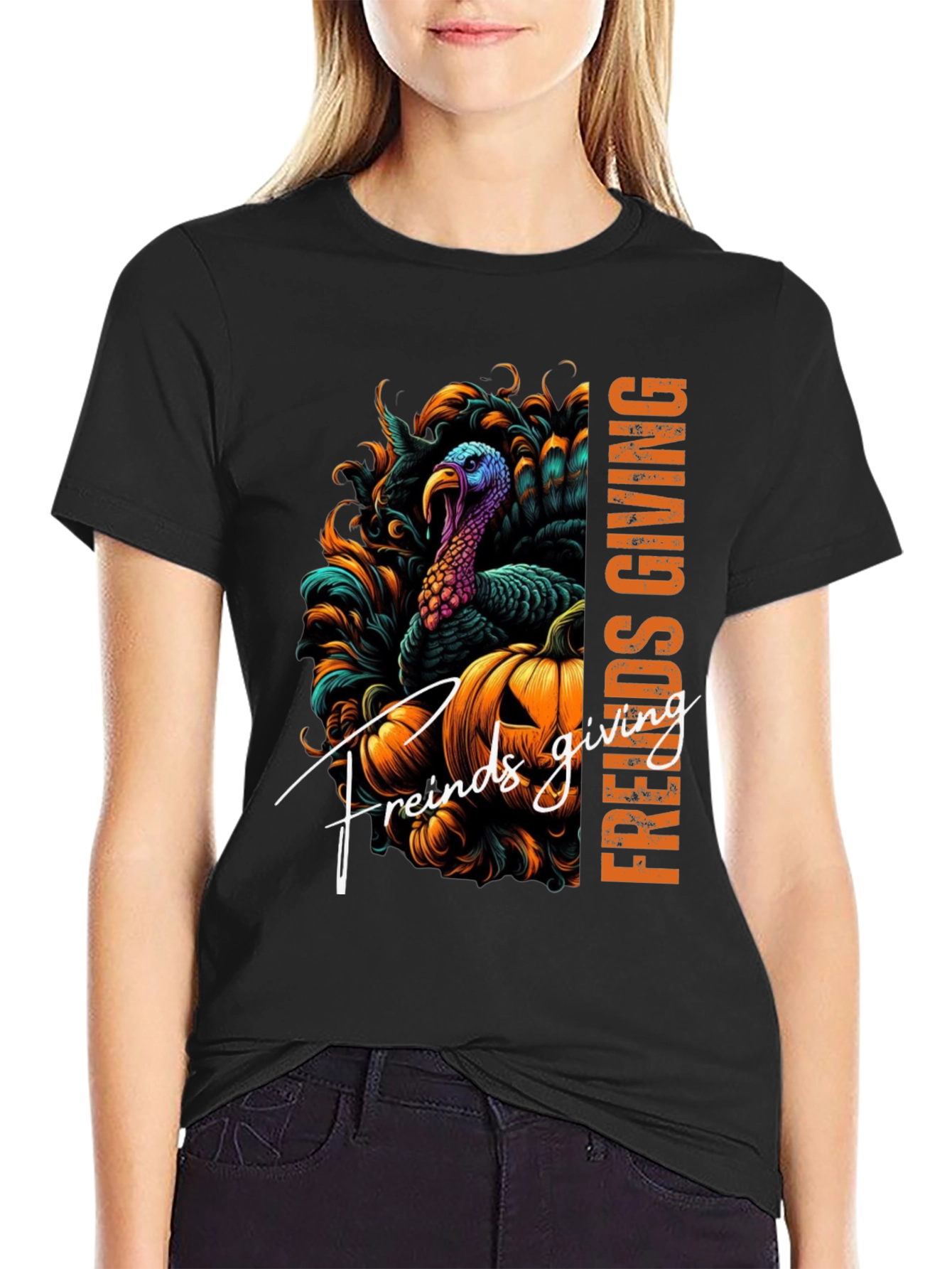 Friendsgiving Turkey Pumpkin Graphic Tee