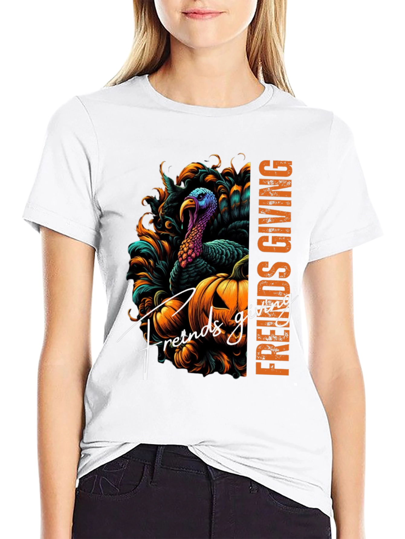 Friendsgiving Turkey Pumpkin Graphic Tee