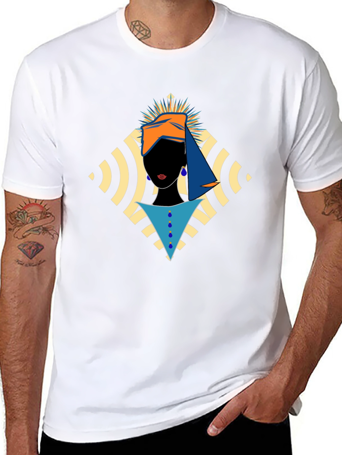 Abstract Woman Graphic Print Black T-Shirt