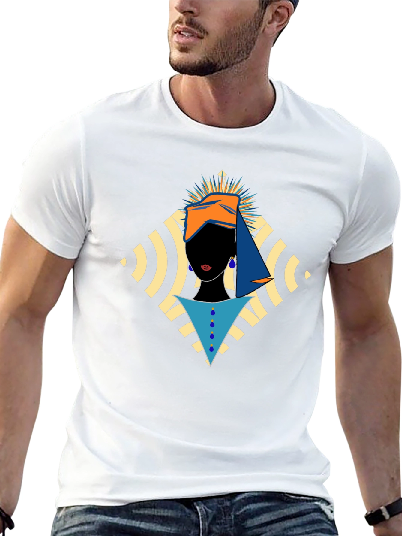 Abstract Woman Graphic Print Black T-Shirt