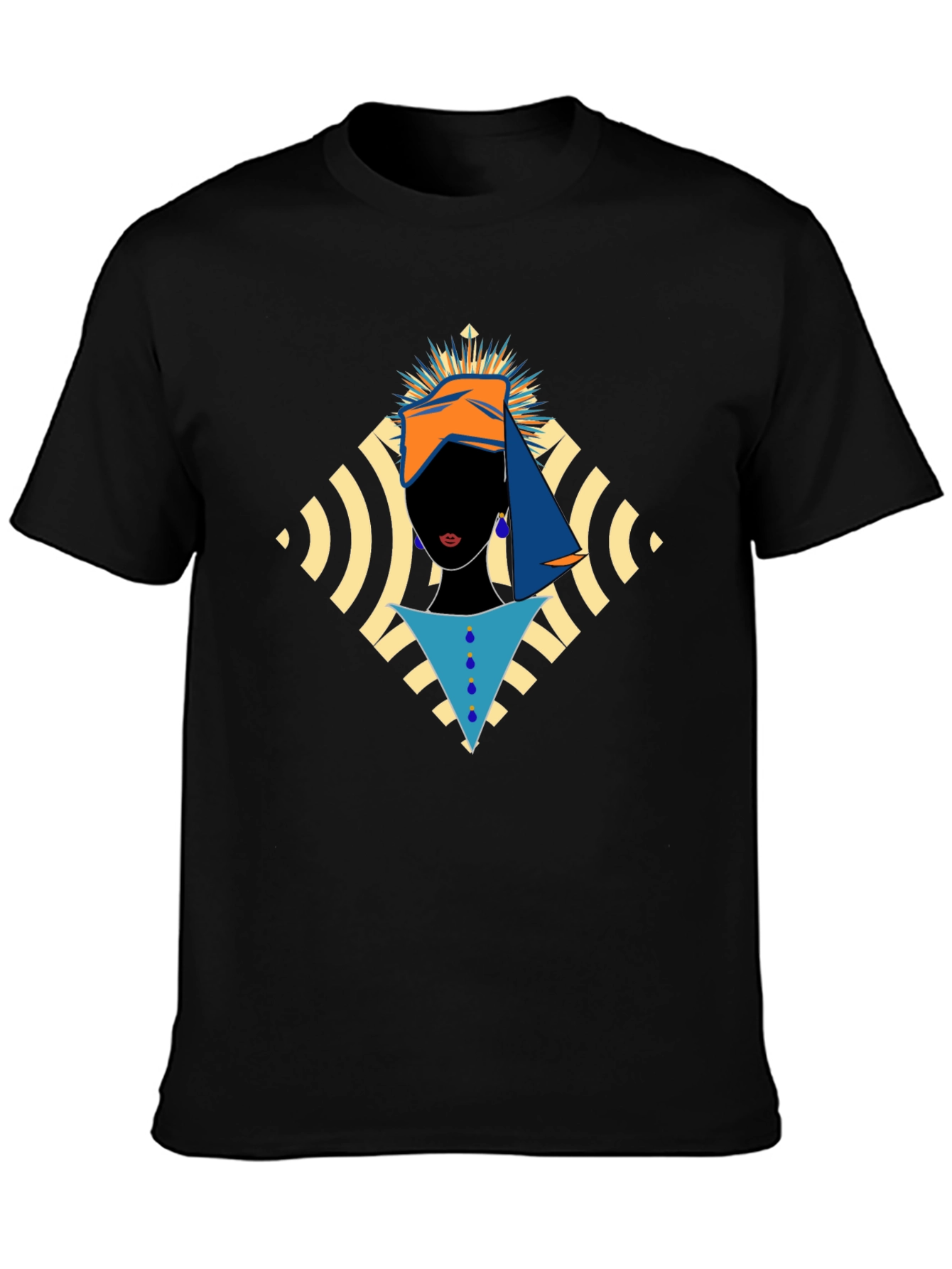 Abstract Woman Graphic Print Black T-Shirt