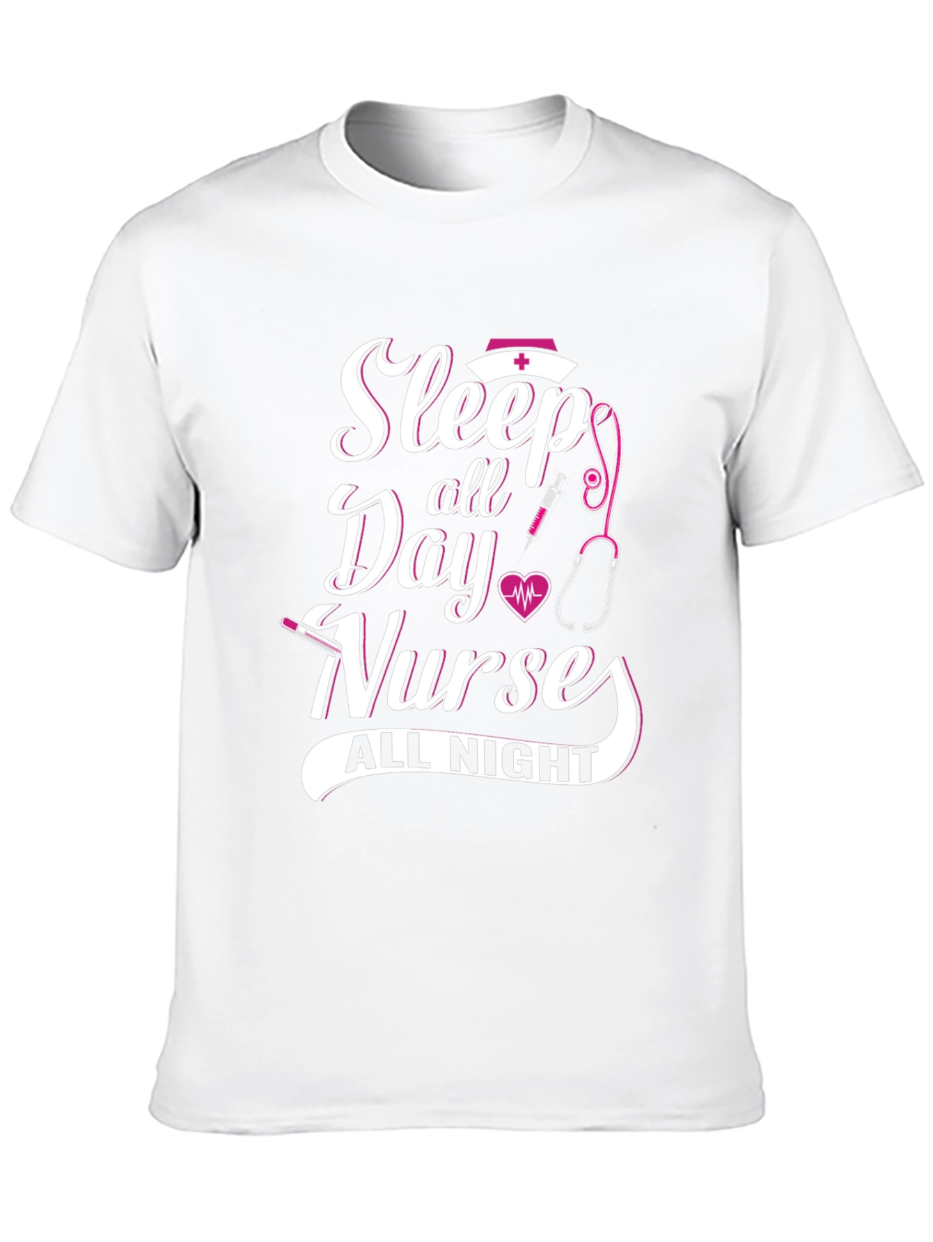 Sleep All Day Nurse All Night Black Graphic T-Shirt