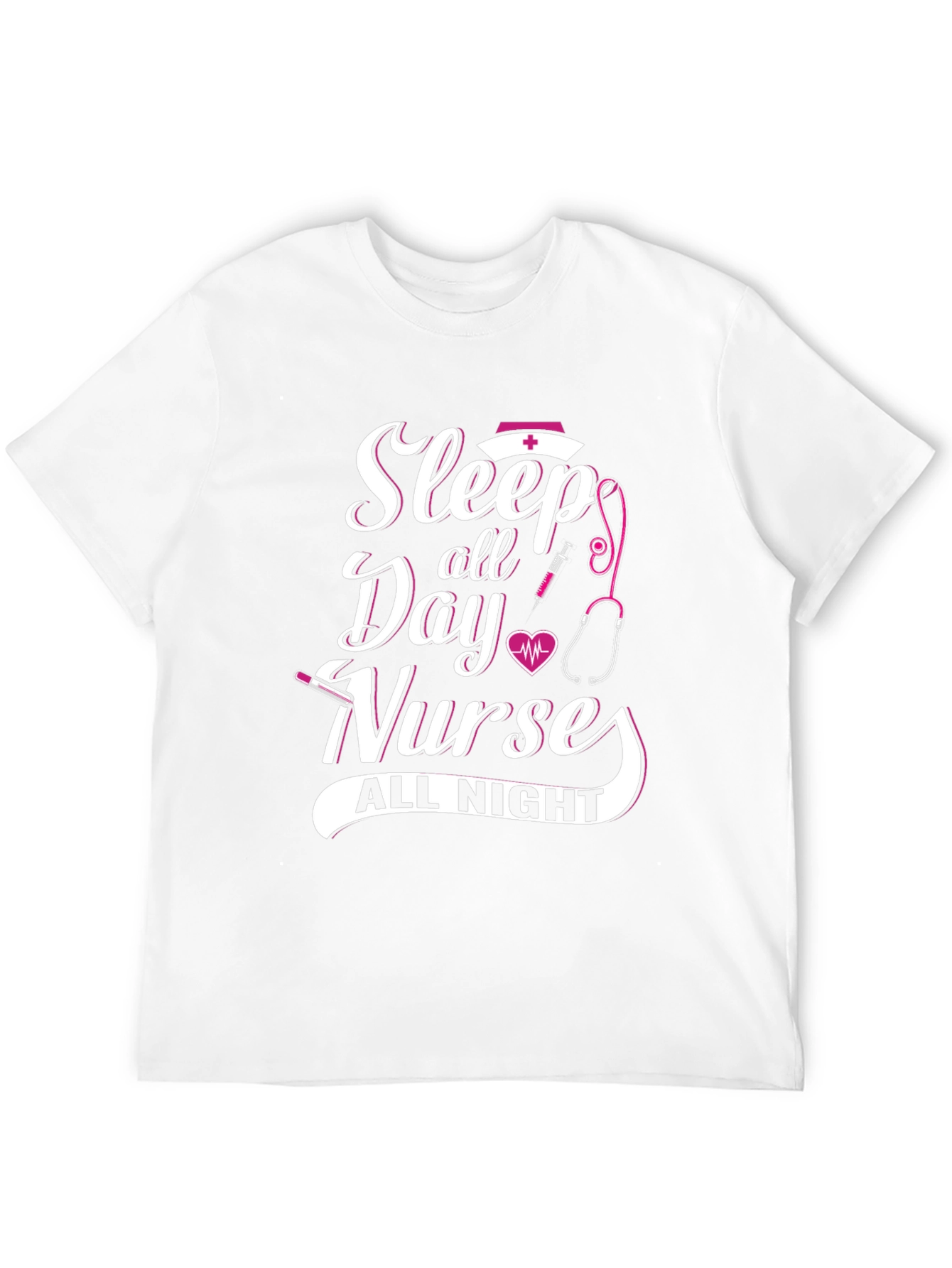 Sleep All Day Nurse All Night Black Graphic T-Shirt