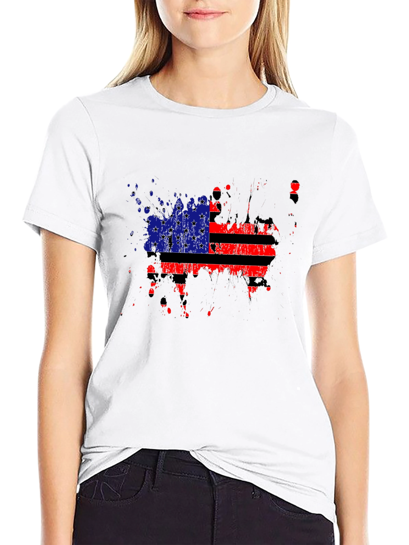 Patriotic USA Flag Splatter T-Shirt