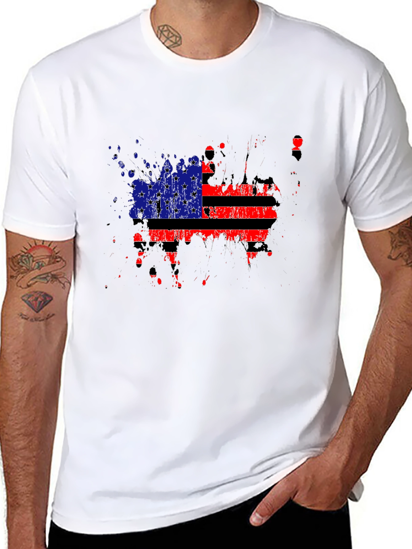 Patriotic USA Flag Splatter T-Shirt
