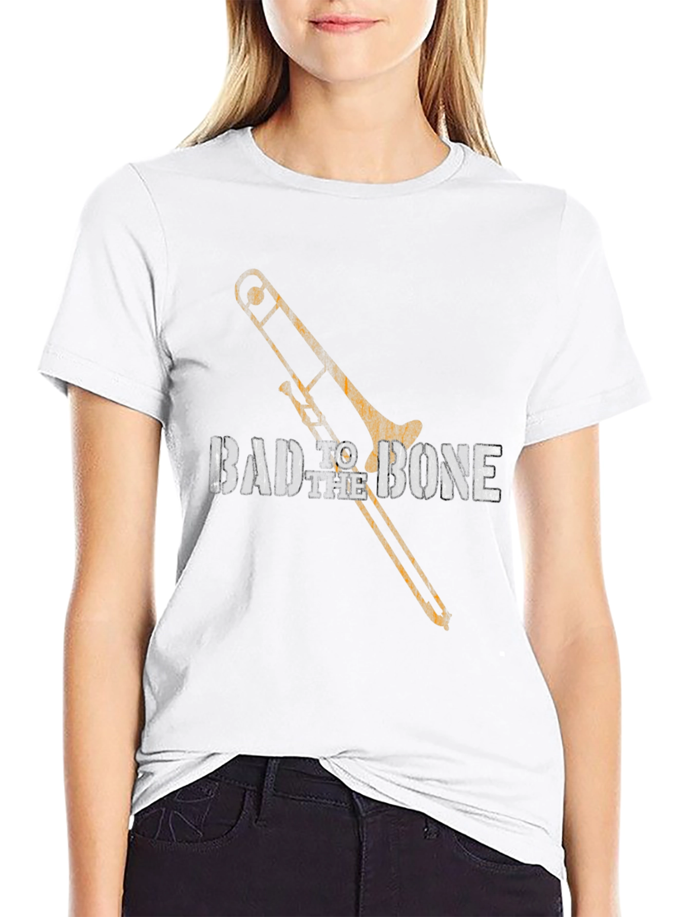 Bad to the Bone Trombone Graphic Tee - Black