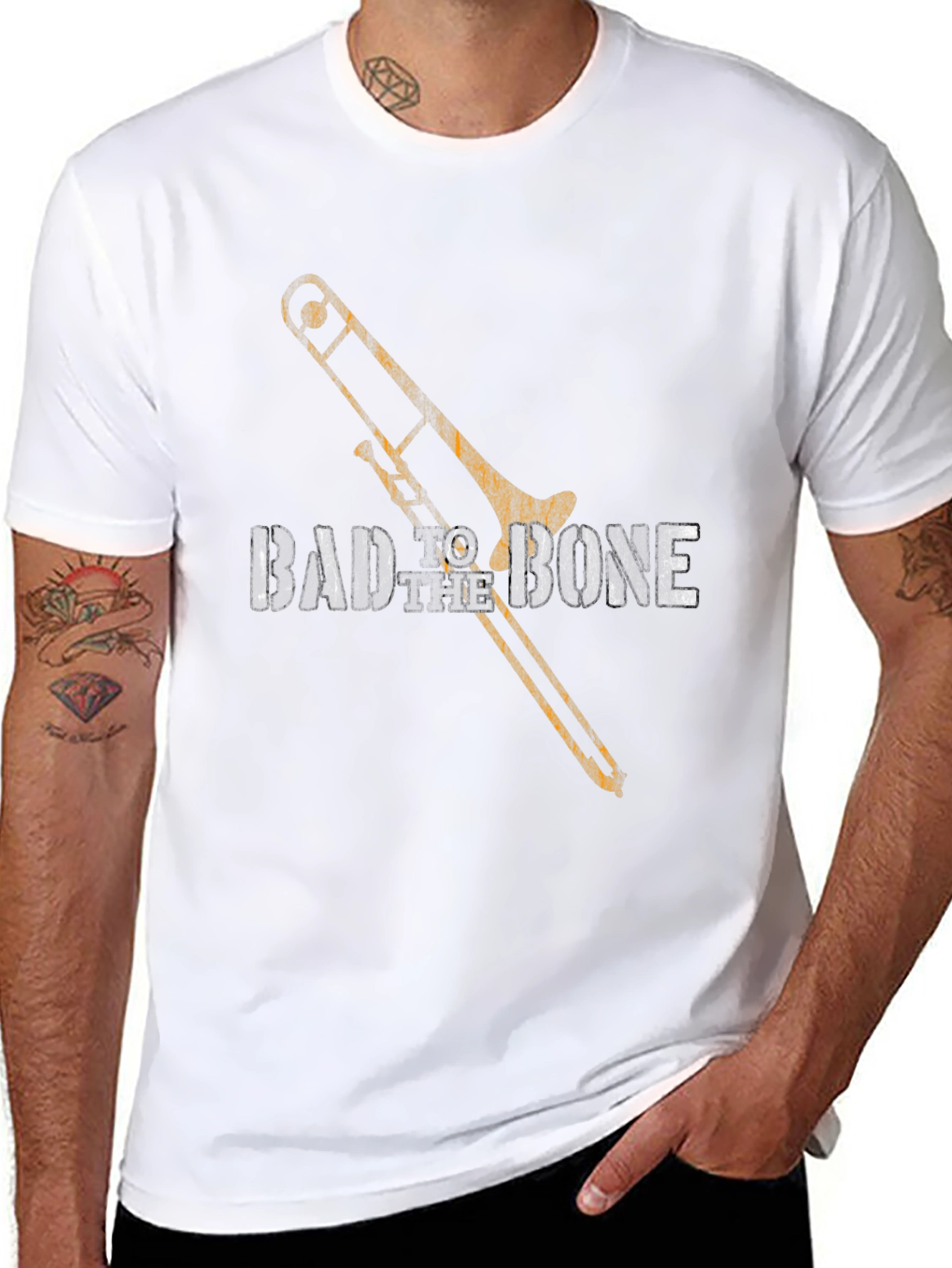 Bad to the Bone Trombone Graphic Tee - Black