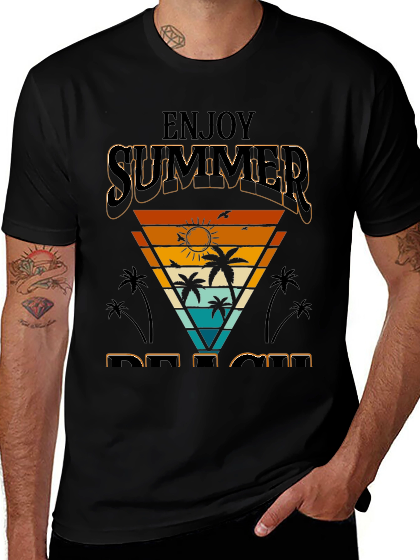 Enjoy Summer Beach Retro Graphic Tee