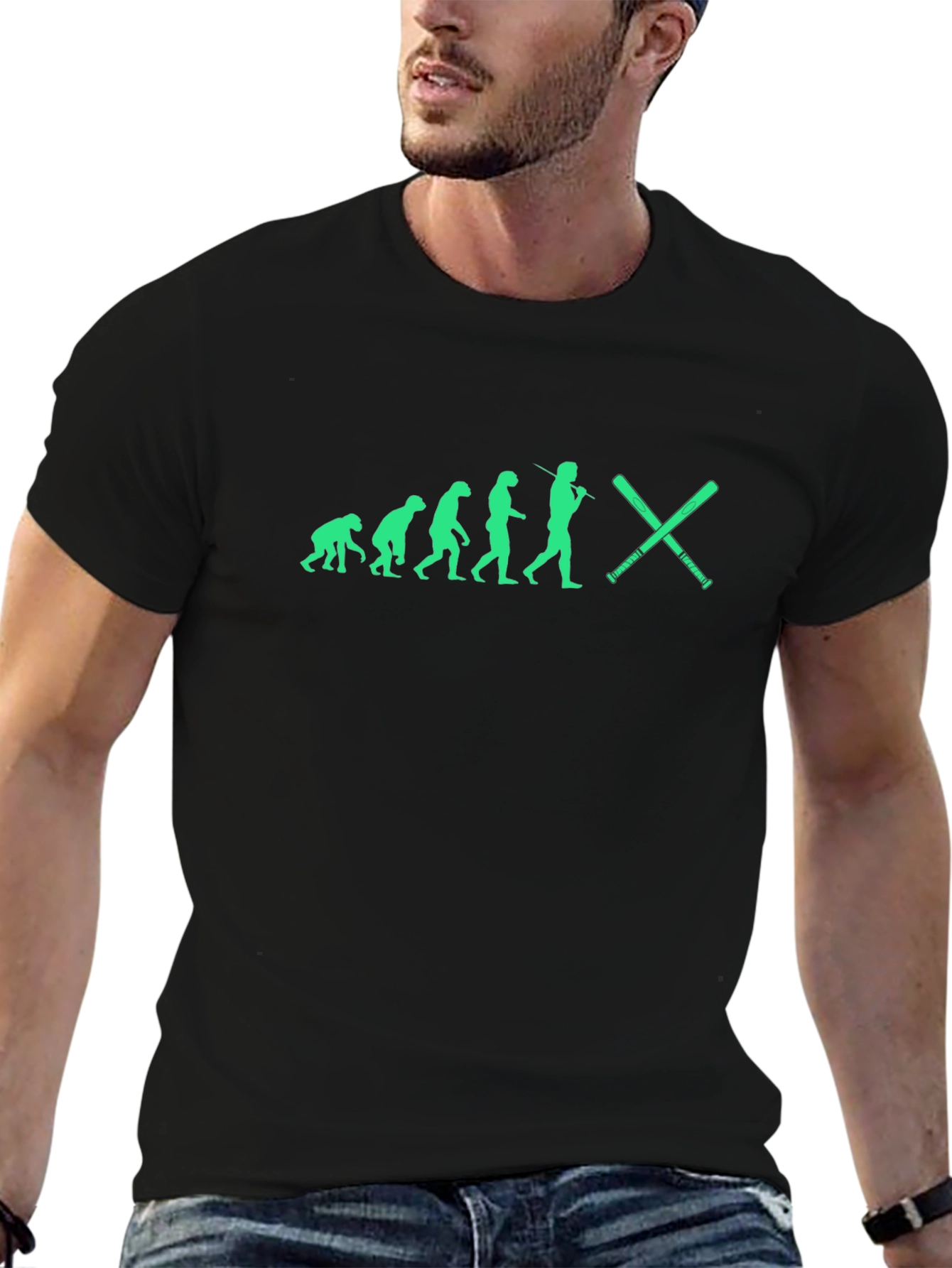 Evolution of Baseball Black T-Shirt