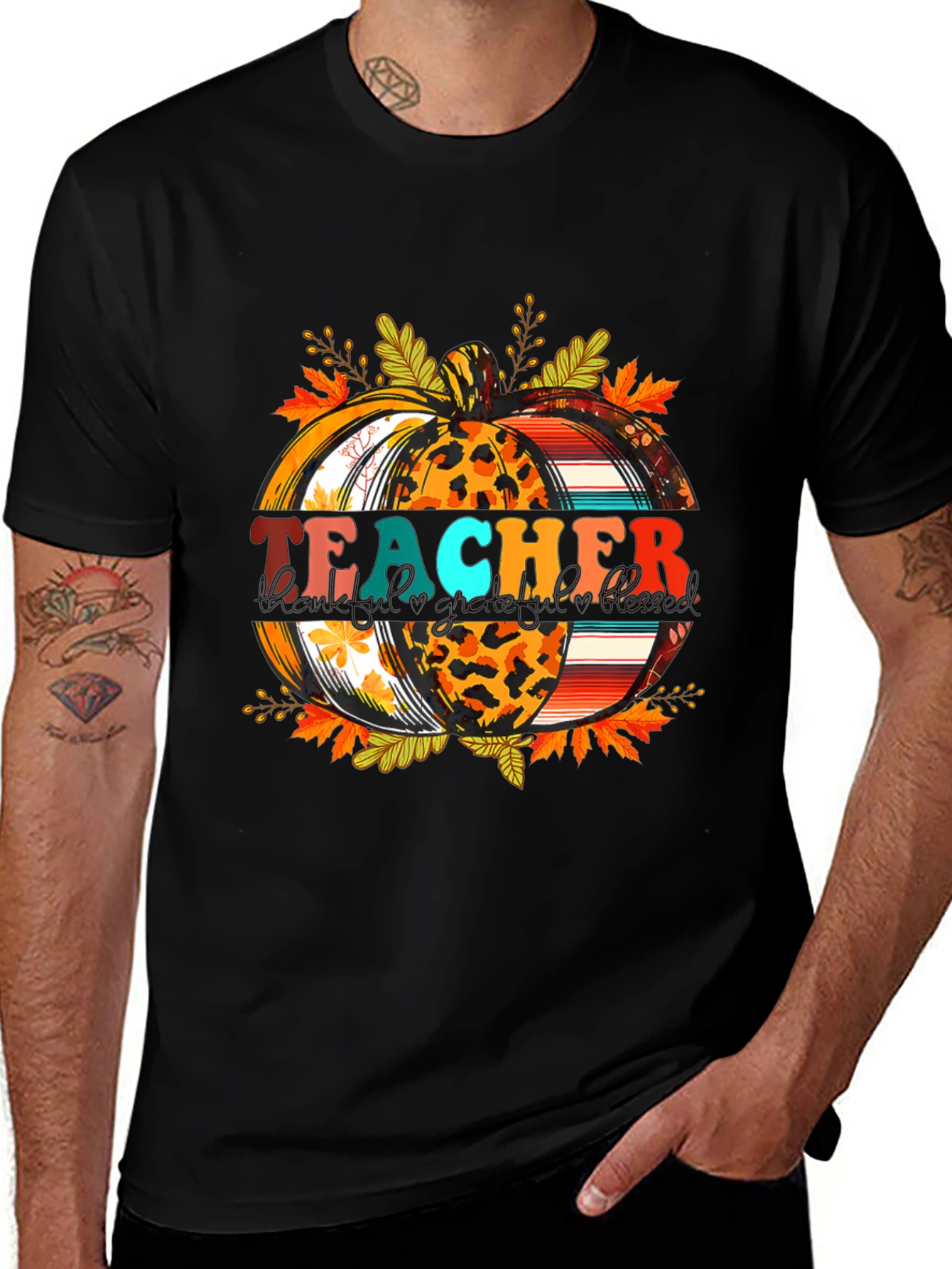 Fall Teacher Pumpkin Graphic Tee - Autumn Apparel