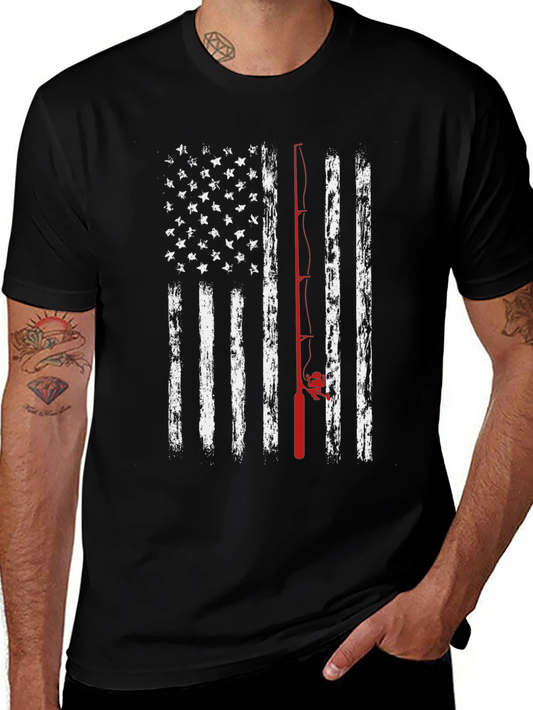 Fishing American Flag Graphic Tee