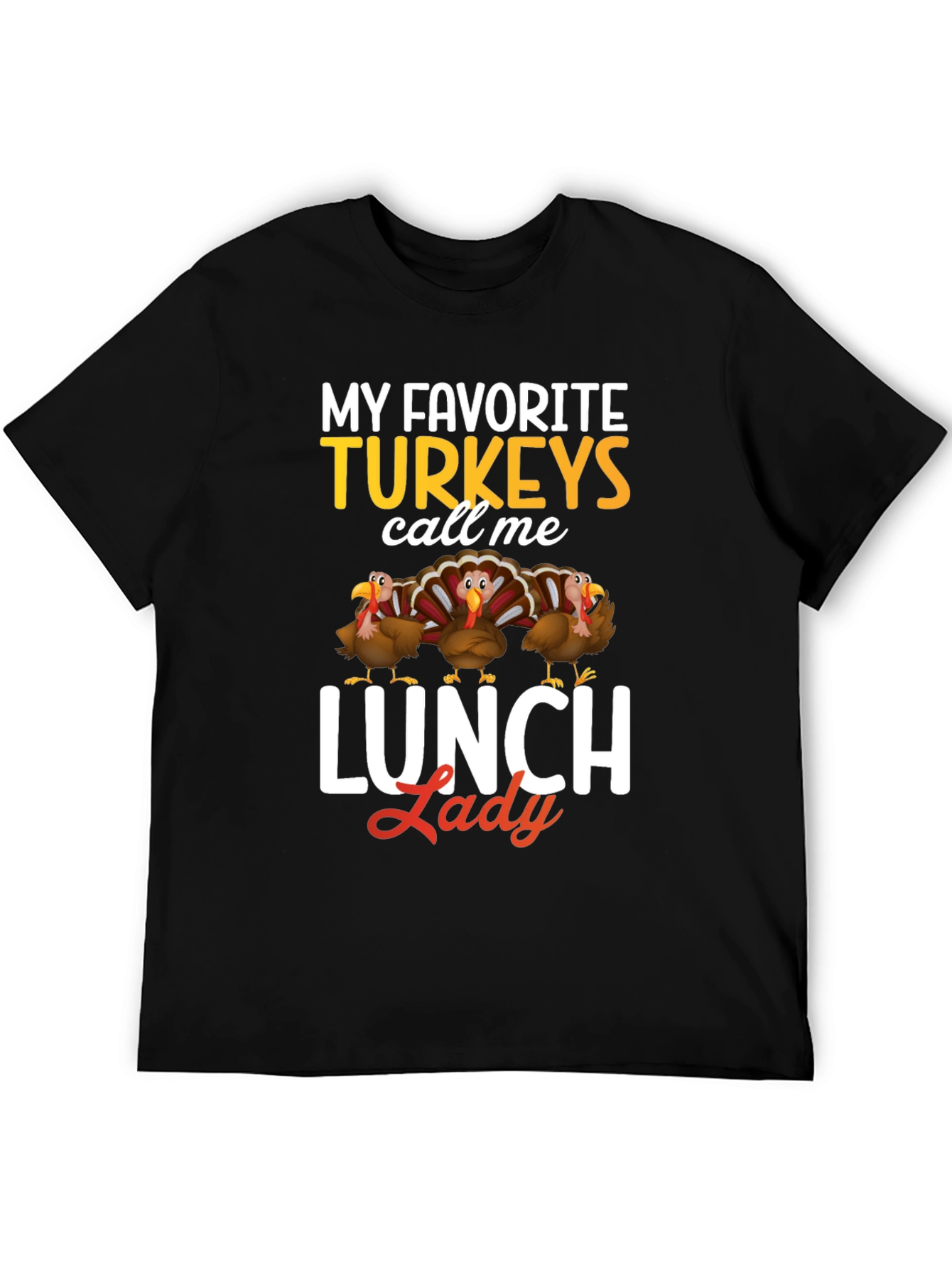Funny Thanksgiving Lunch Lady Turkey T-Shirt