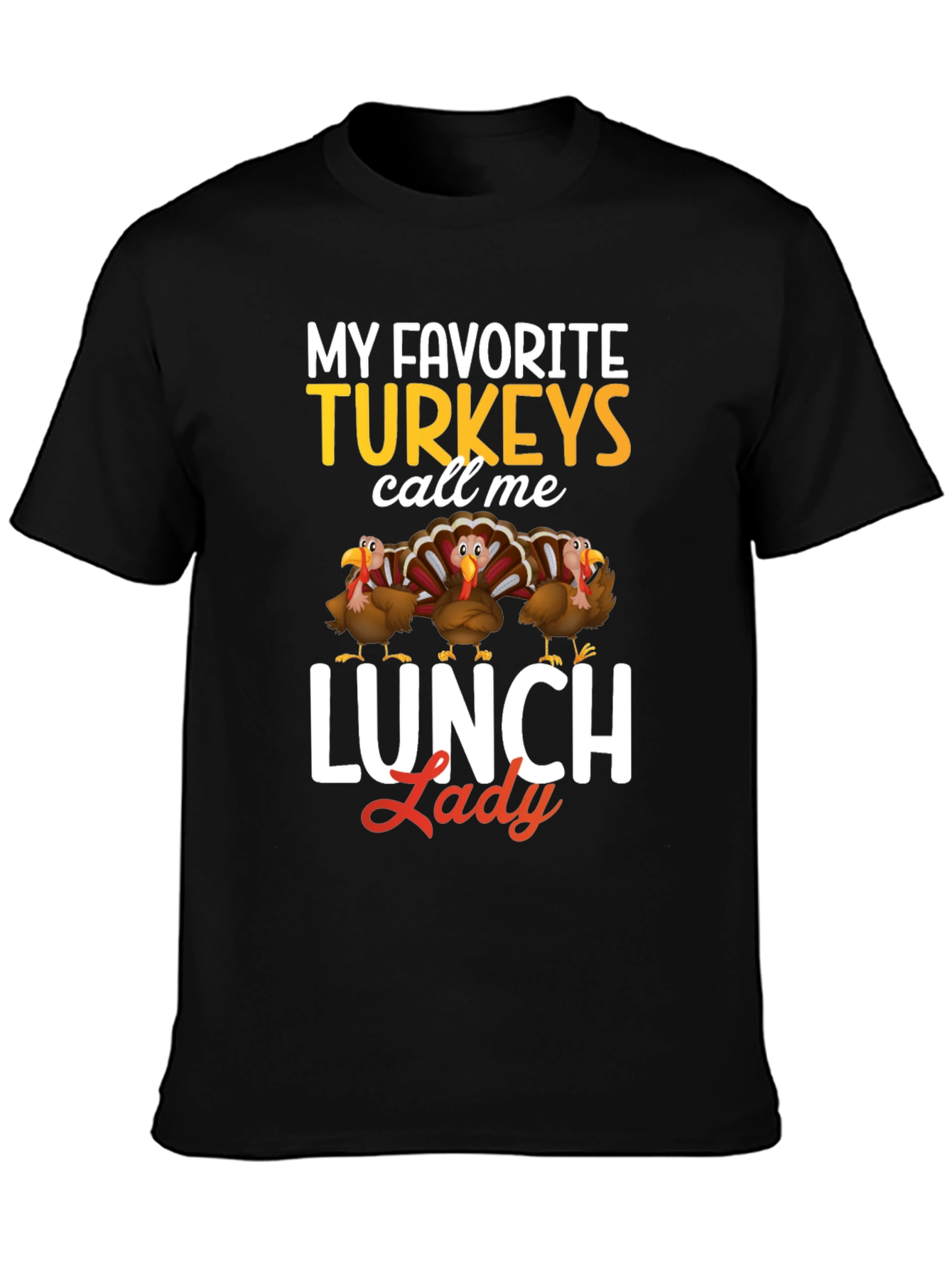 Funny Thanksgiving Lunch Lady Turkey T-Shirt
