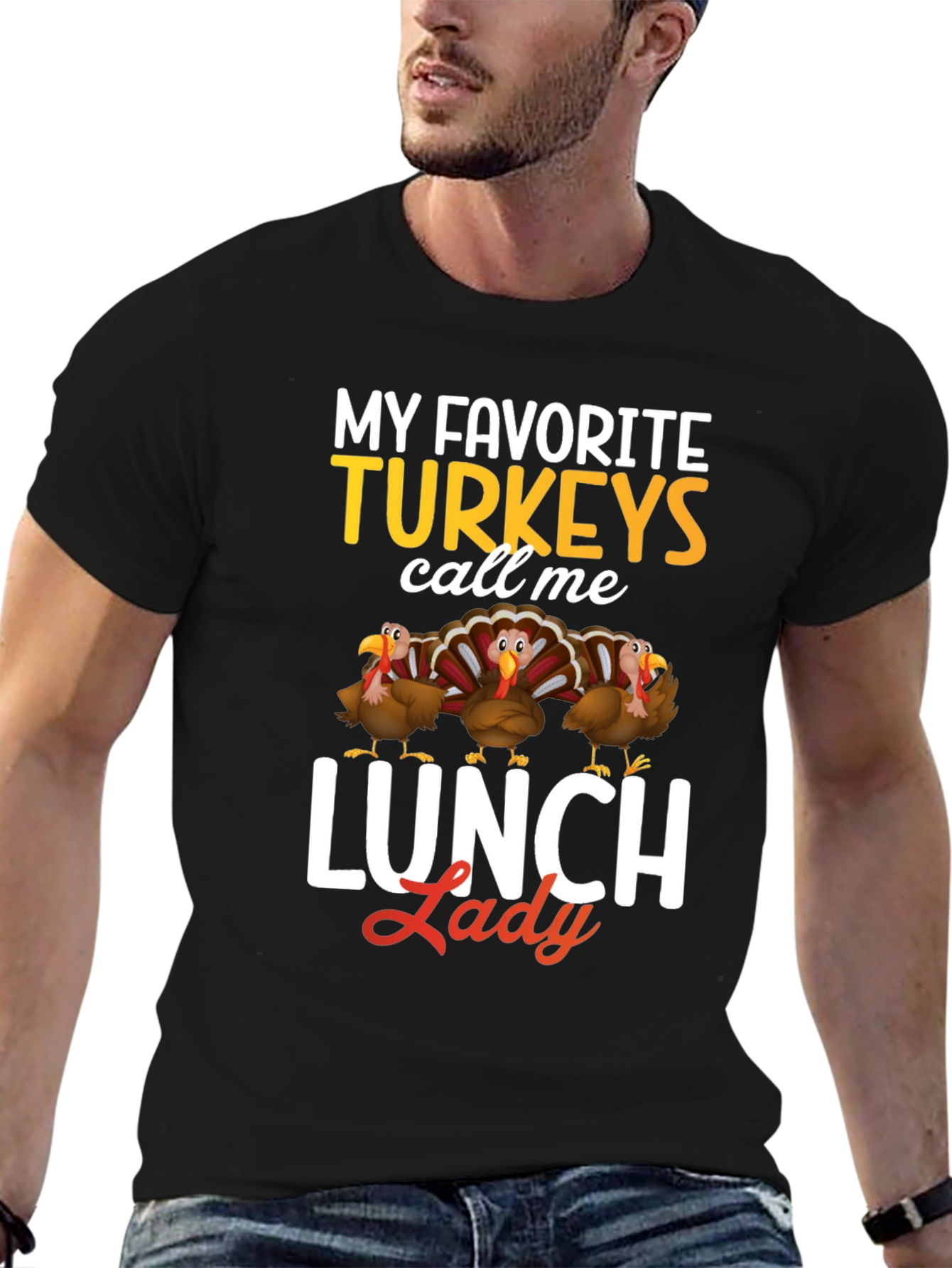 Funny Thanksgiving Lunch Lady Turkey T-Shirt
