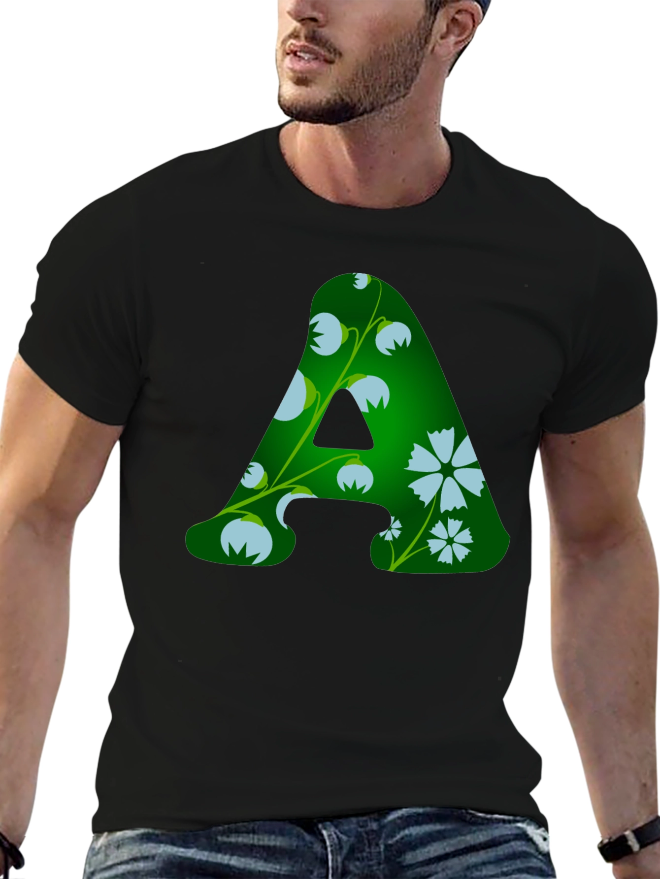 Floral A Initial T-Shirt - Personalized Style