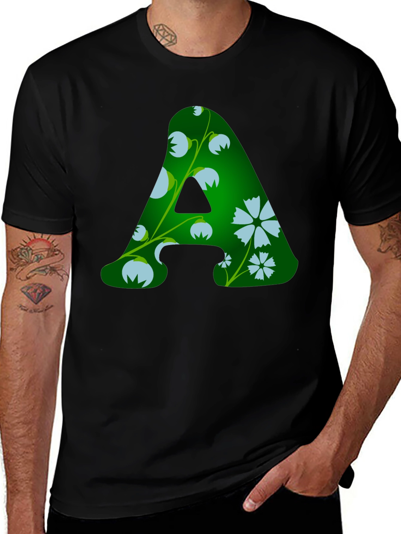 Floral A Initial T-Shirt - Personalized Style