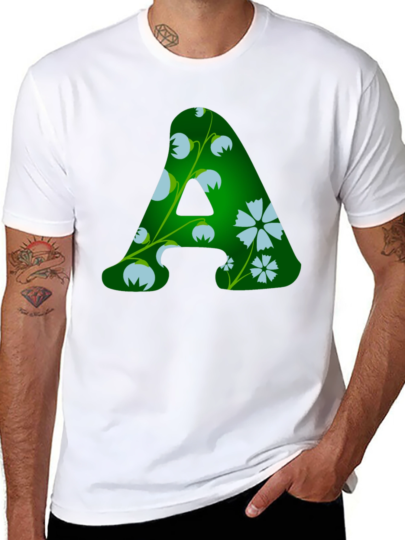 Floral A Initial T-Shirt - Personalized Style