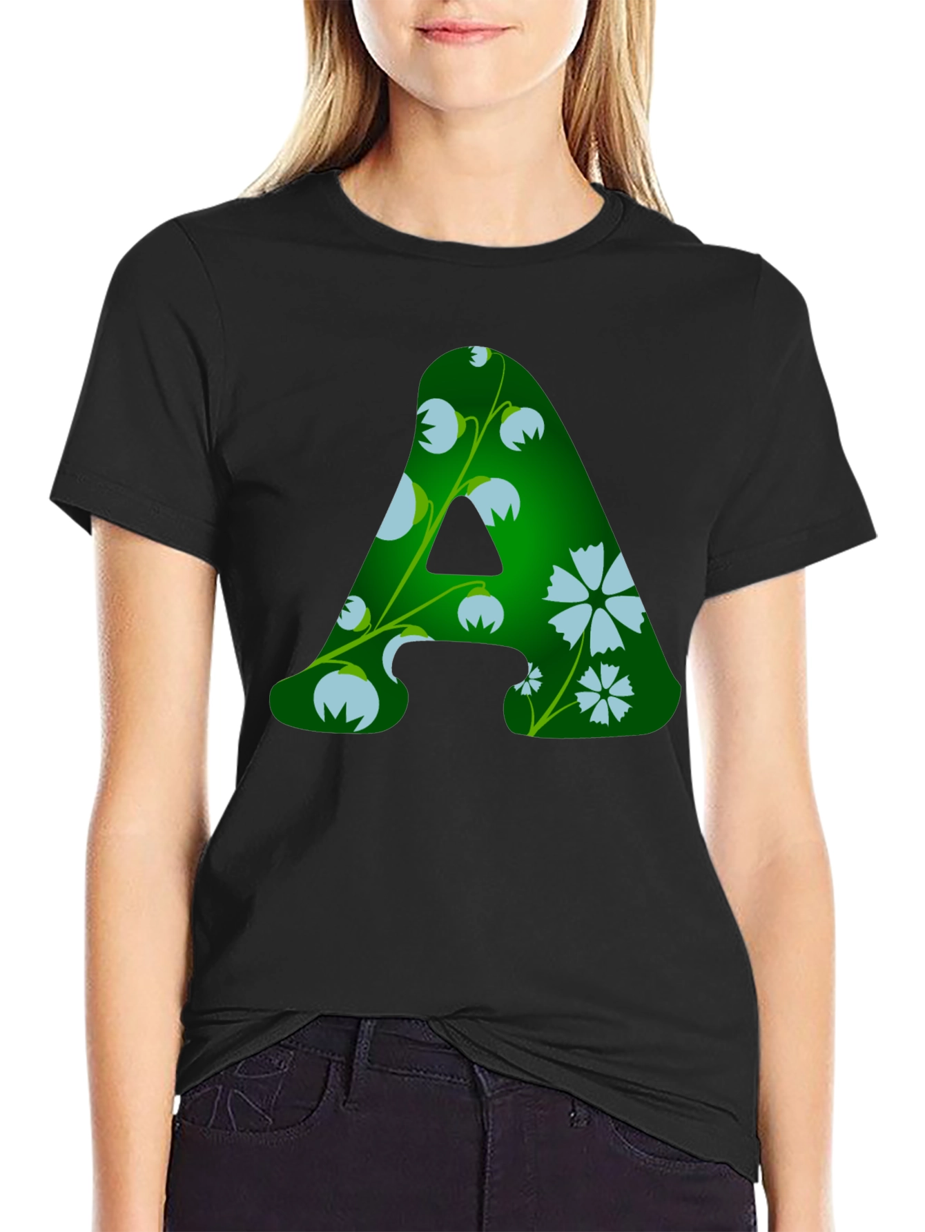 Floral A Initial T-Shirt - Personalized Style