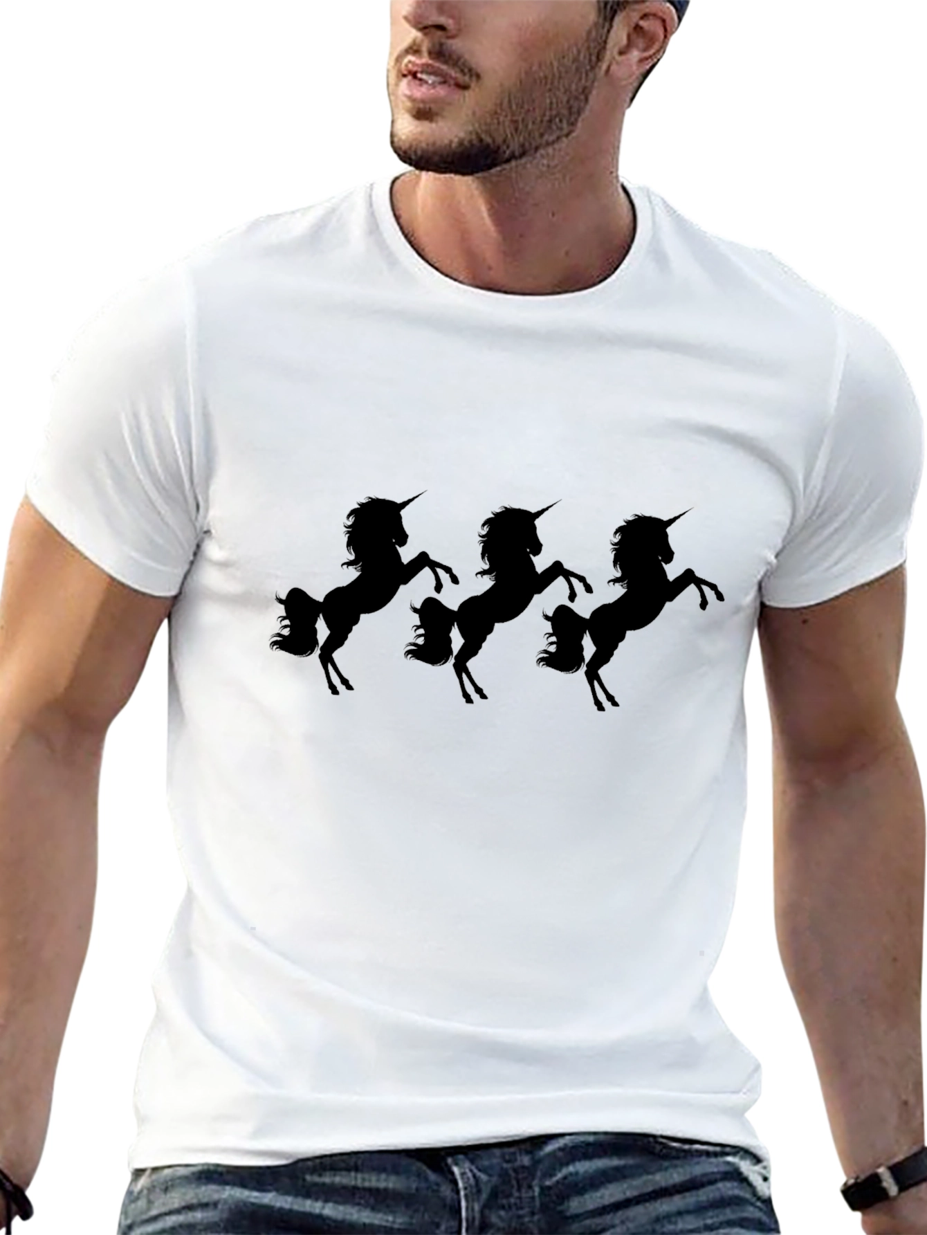 Unicorn Silhouette Graphic Black T-Shirt