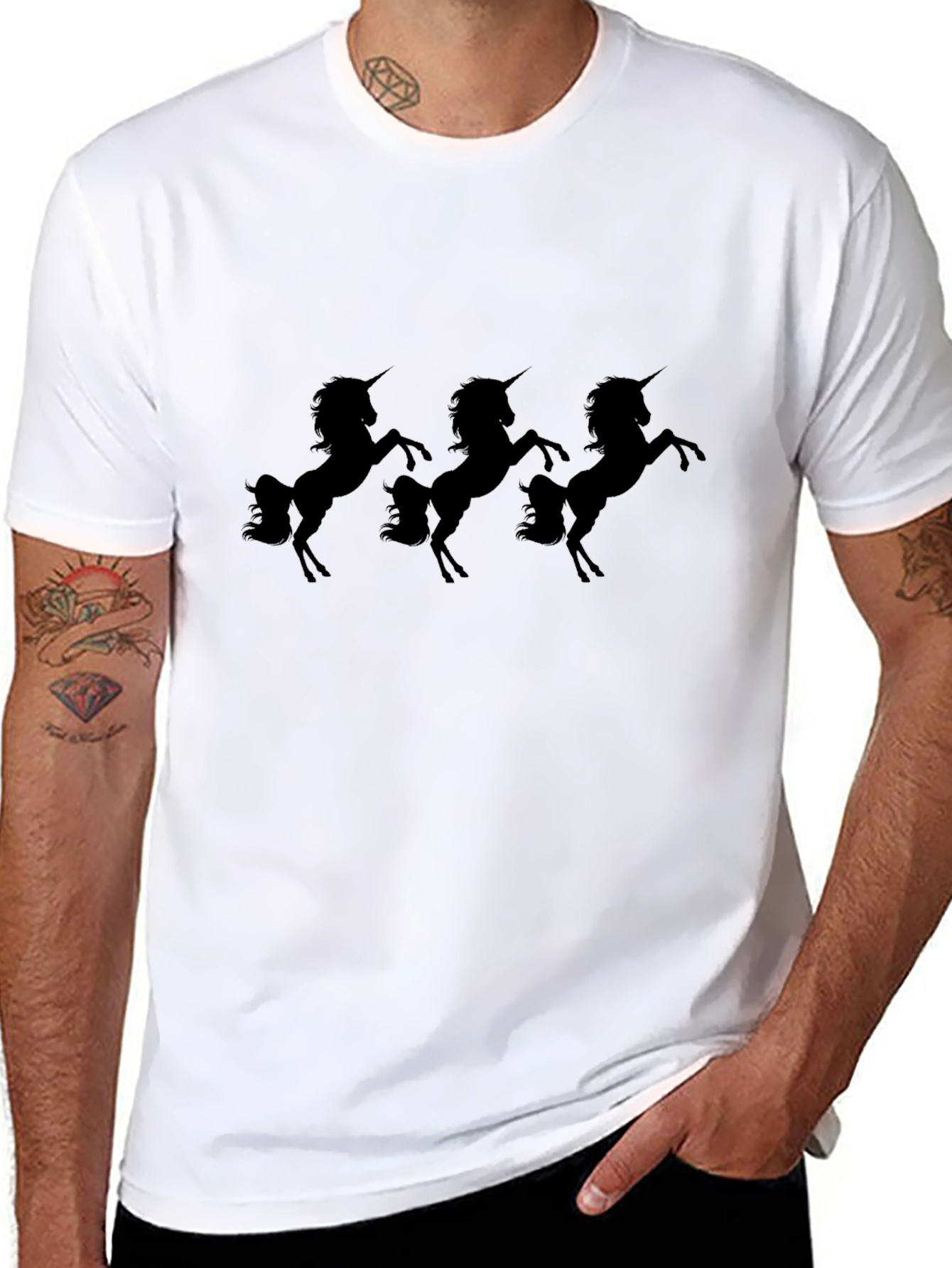 Unicorn Silhouette Graphic Black T-Shirt