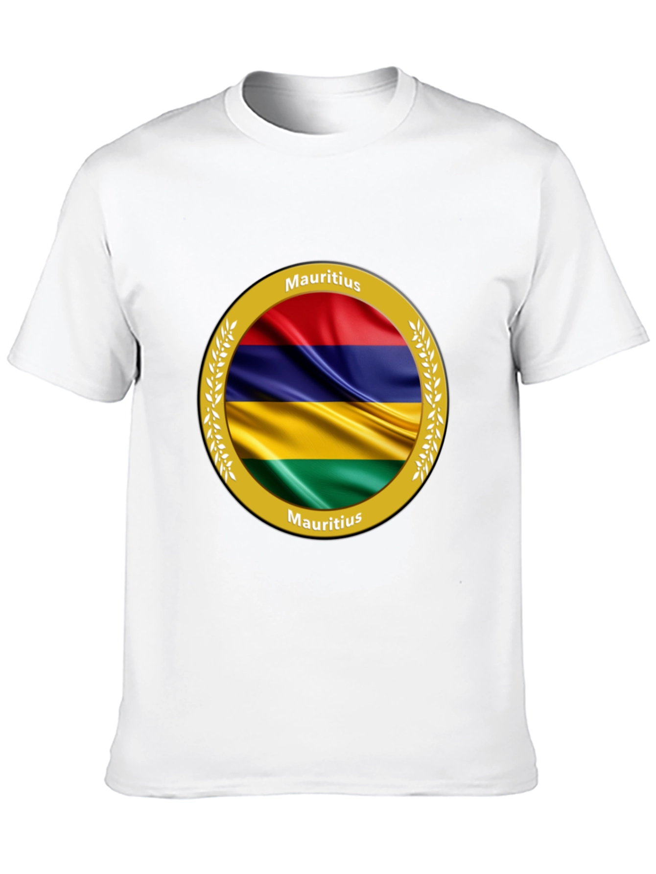 Mauritius Flag T-Shirt - Round Emblem Design