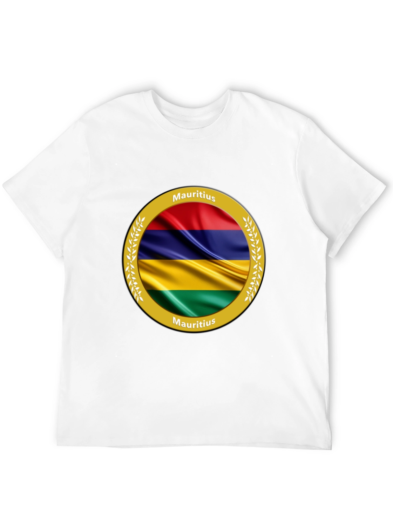 Mauritius Flag T-Shirt - Round Emblem Design